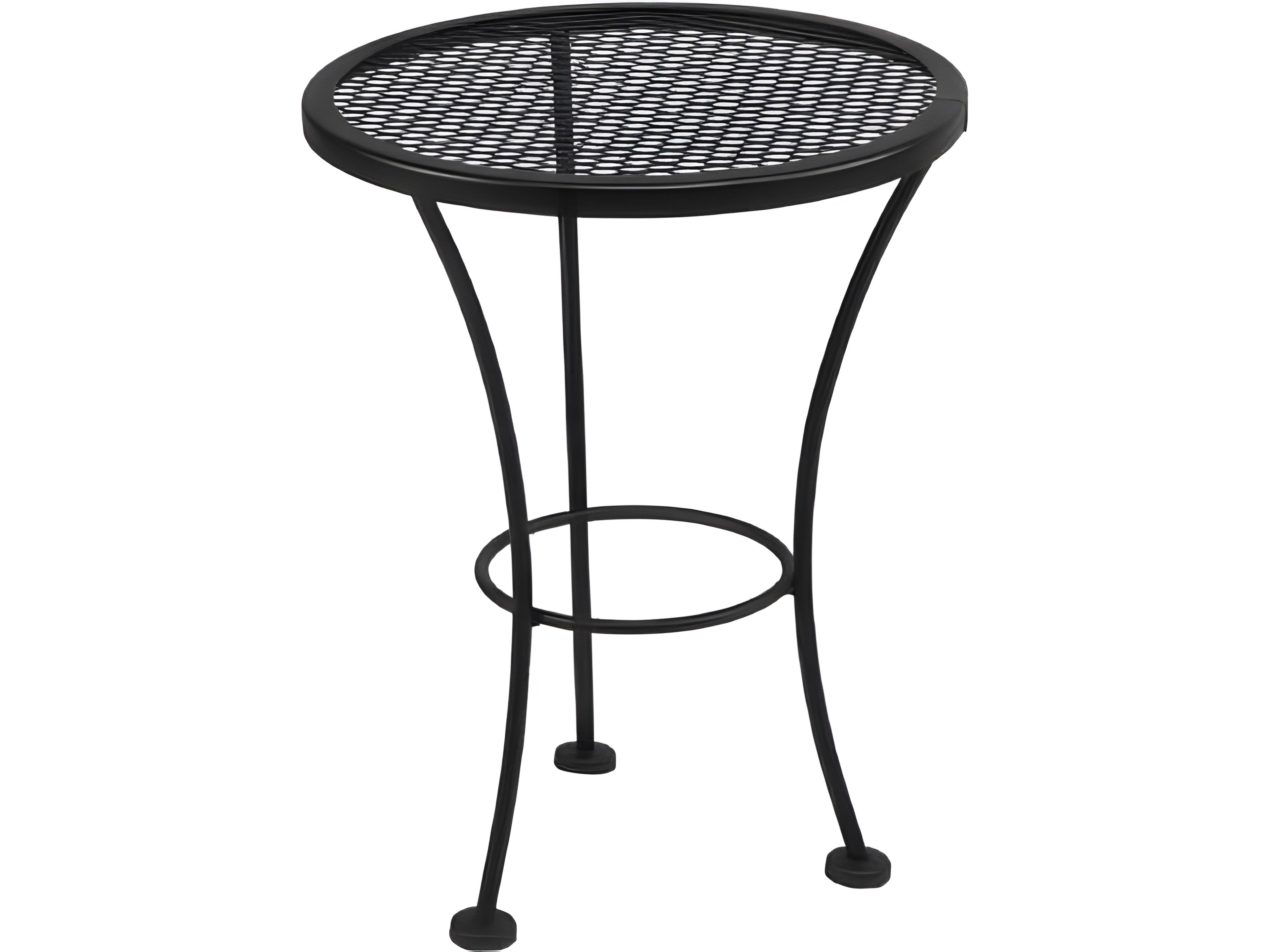 Wrought Iron Round Mesh Top Drum Table