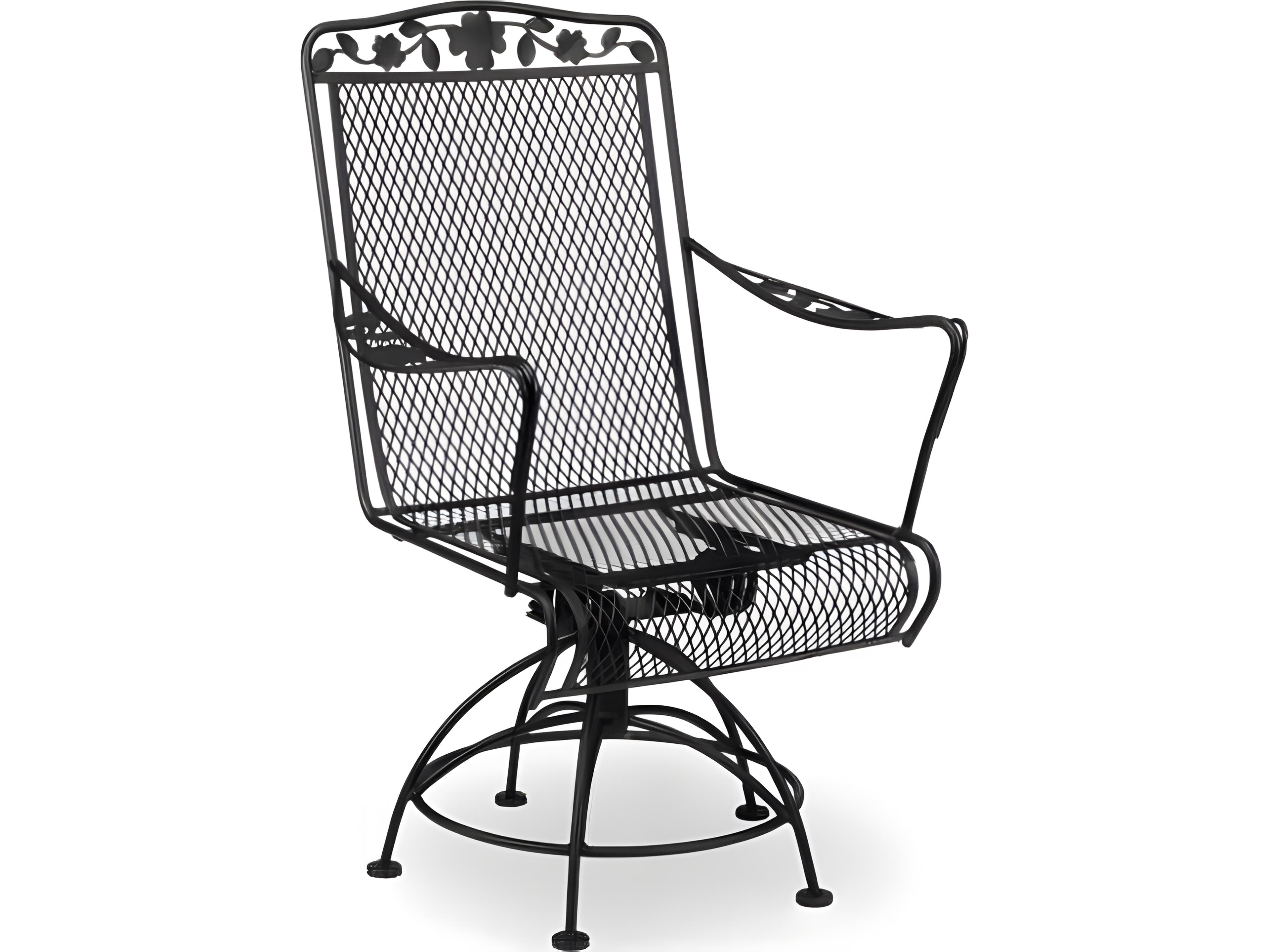 Dogwood Wrought Iron Swivel Rocker Outdoor Dining Arm Chair