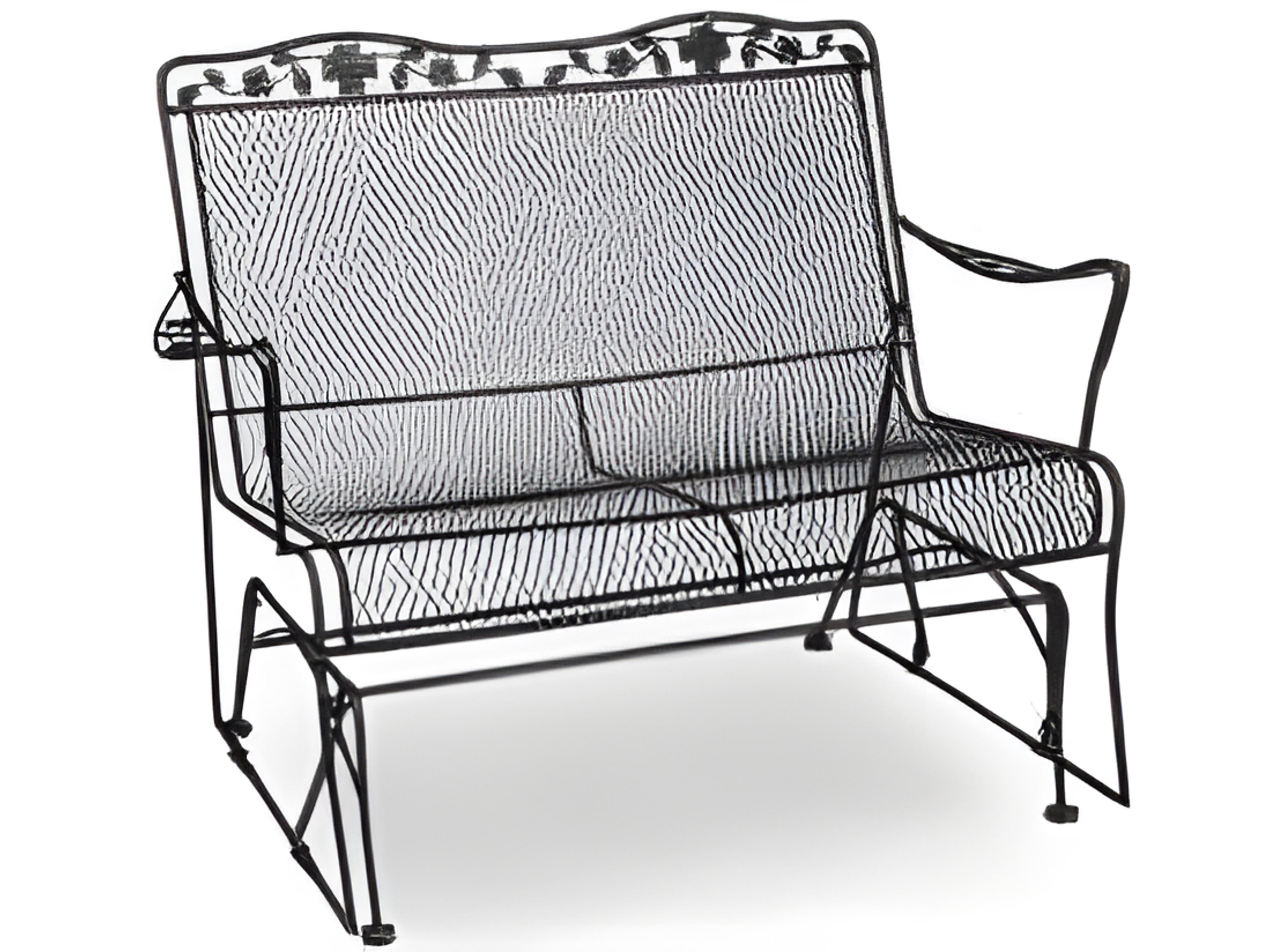Meadowcraft Dogwood Wrought Iron Glider Patio Loveseat