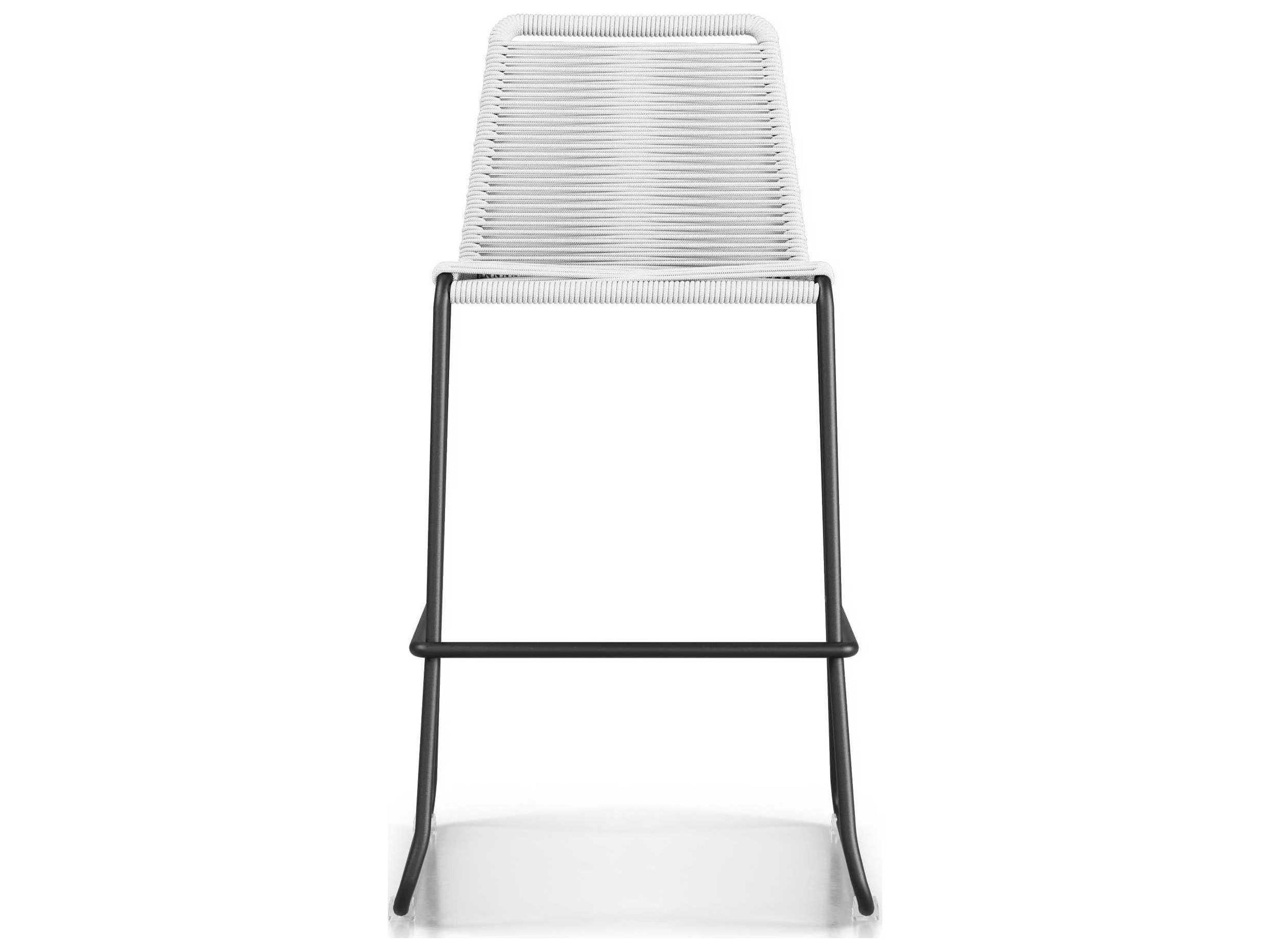 ModLuxe Outdoor Yuma Seat In White Regatta Cord, Frame Black Steel Rope Bar Stool