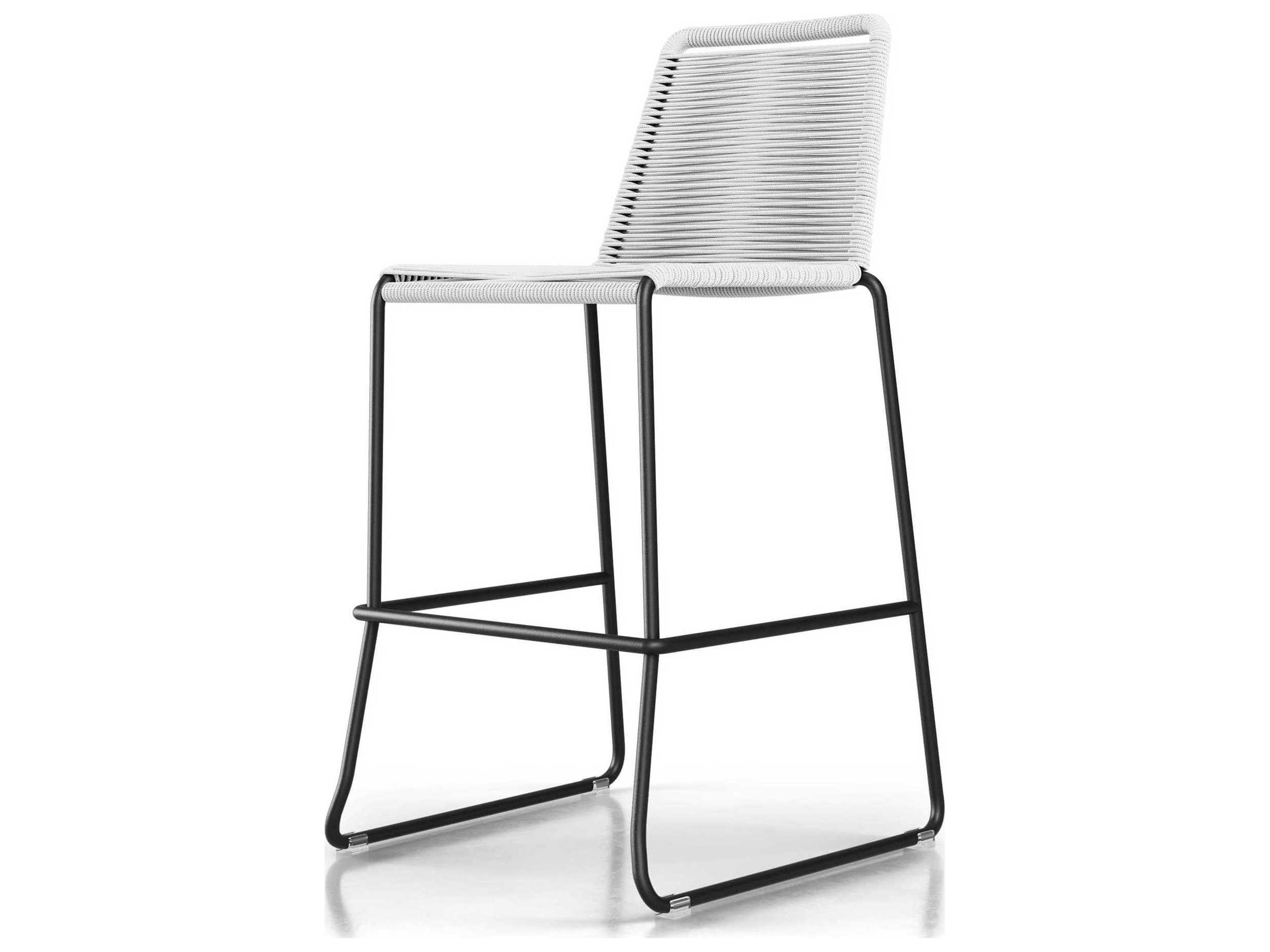 Yuma Seat In White Regatta Cord, Frame Black Steel Rope Bar Stool