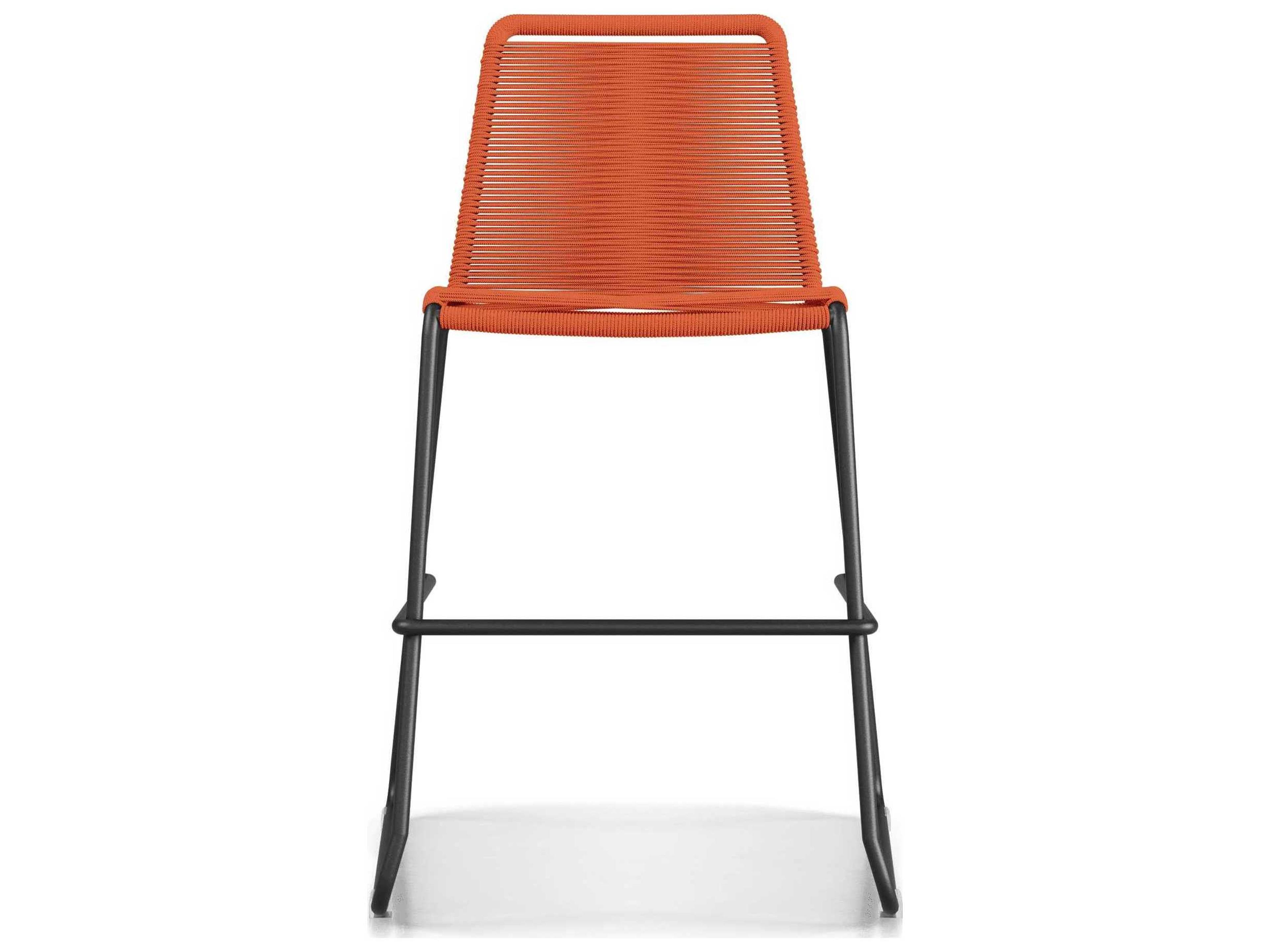 ModLuxe Outdoor Yuma Seat In Orange Regatta Cord, Frame Black Steel Rope Counter Stool