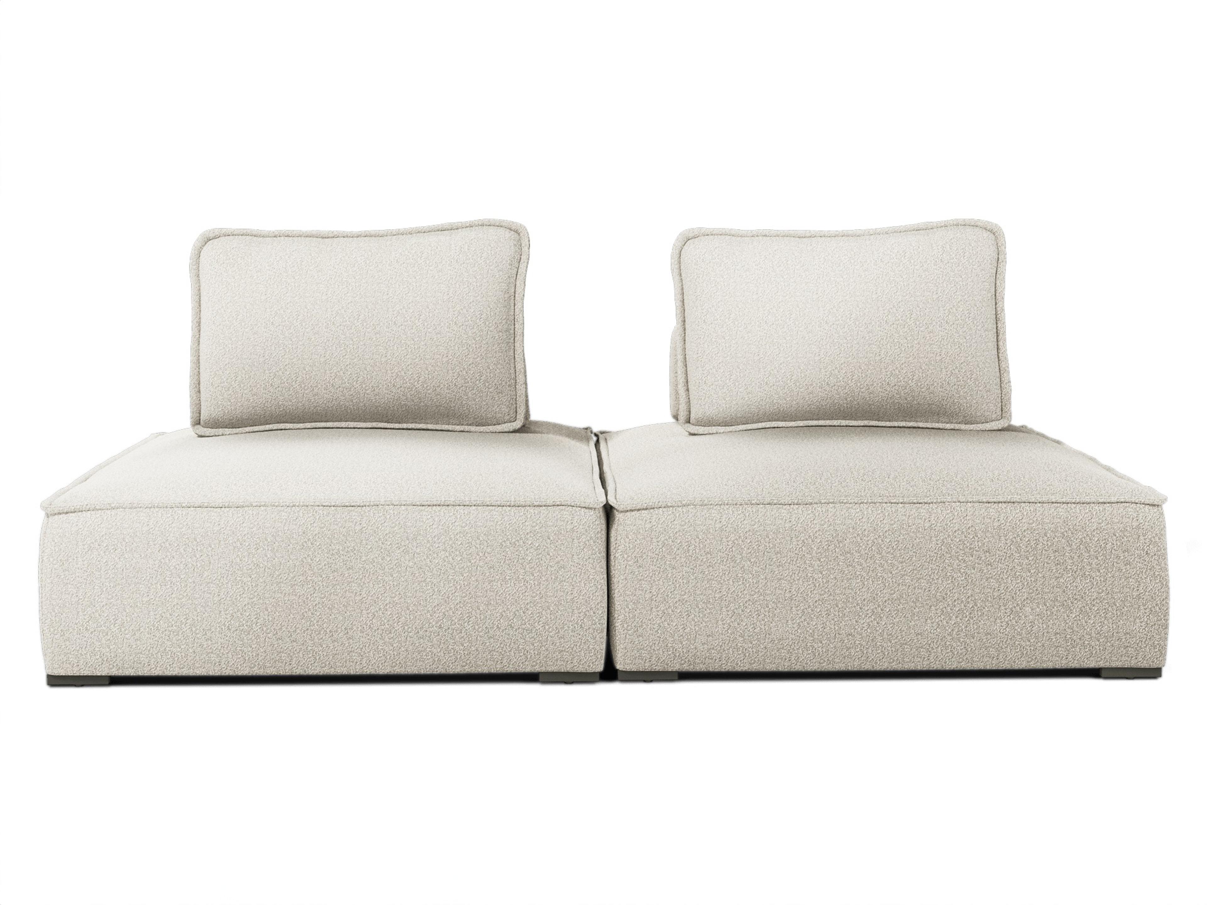 ModLuxe Outdoor Bahia Aluminum Textured Greige Fabric Cushion 2- Pieces Modular Sofa