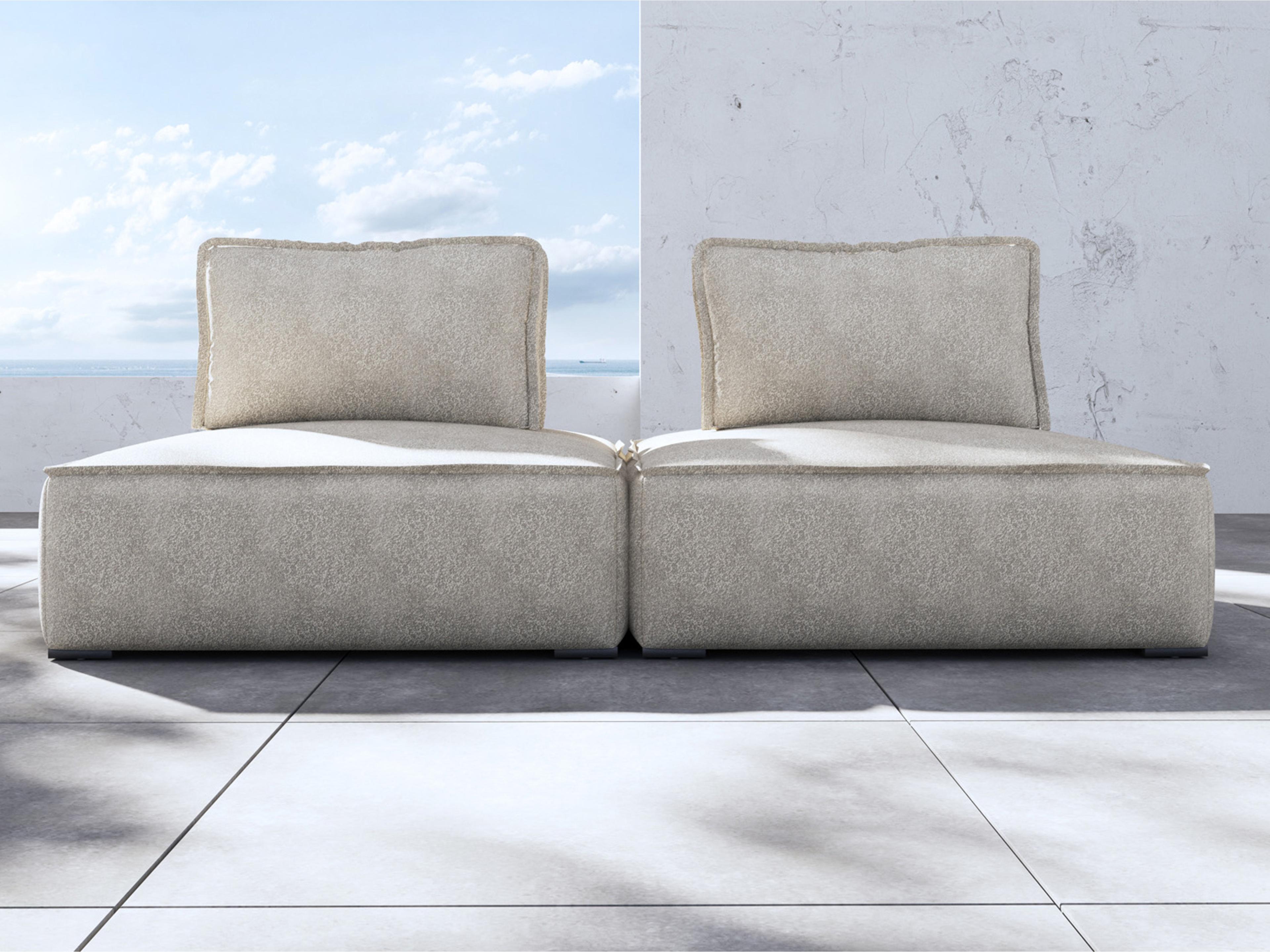 ModLuxe Outdoor Bahia Aluminum Textured Greige Fabric Cushion 2- Pieces Modular Sofa