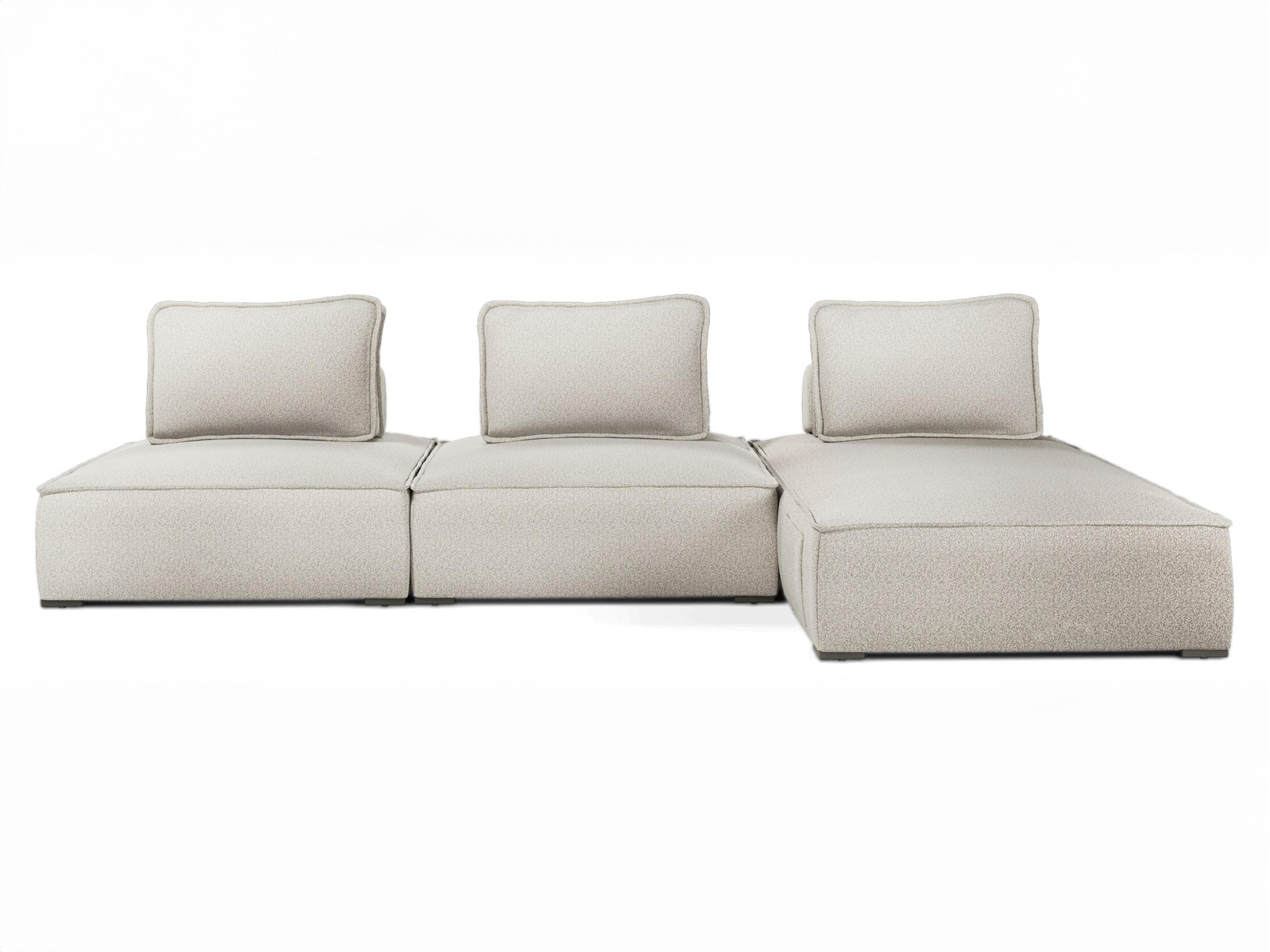 ModLuxe Outdoor Bahia Aluminum Right Facing Textured Greige Fabric Cushion 3-Pieces Modular Sofa