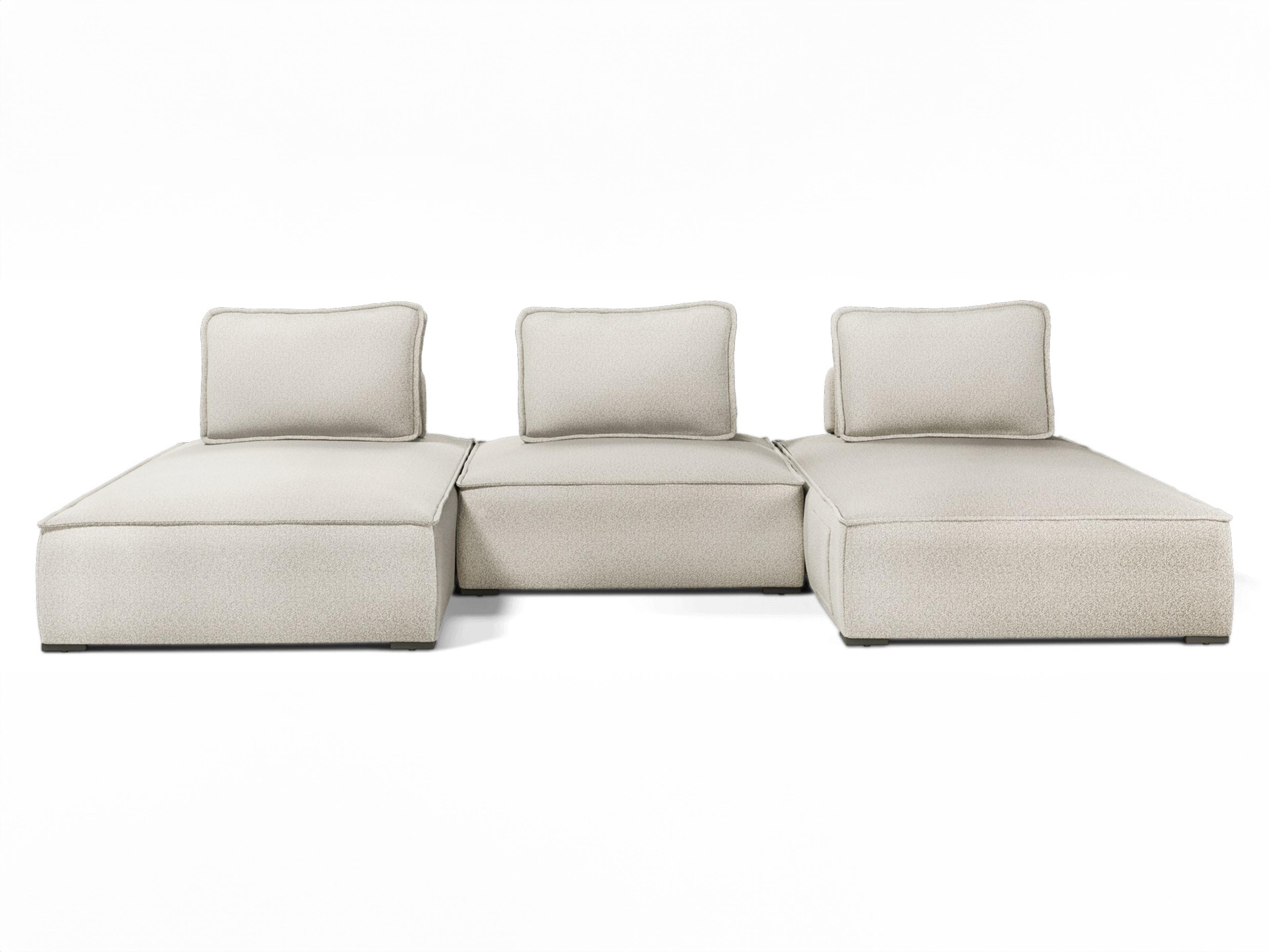 ModLuxe Outdoor Bahia Aluminum Textured Greige Fabric Cushion 3-Pieces Modular Sofa