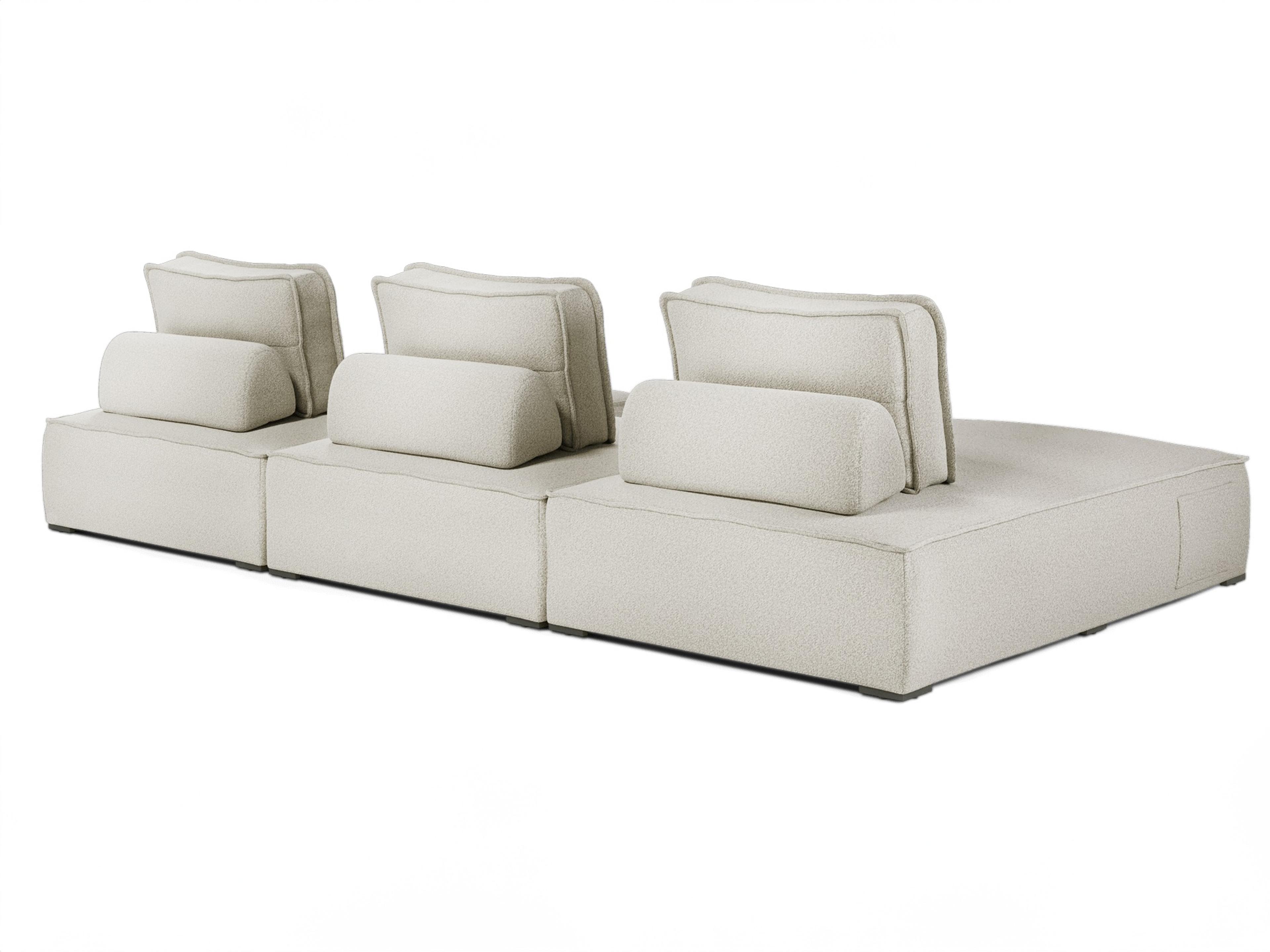 ModLuxe Outdoor Bahia Aluminum Textured Greige Fabric Cushion 3-Pieces Modular Sofa