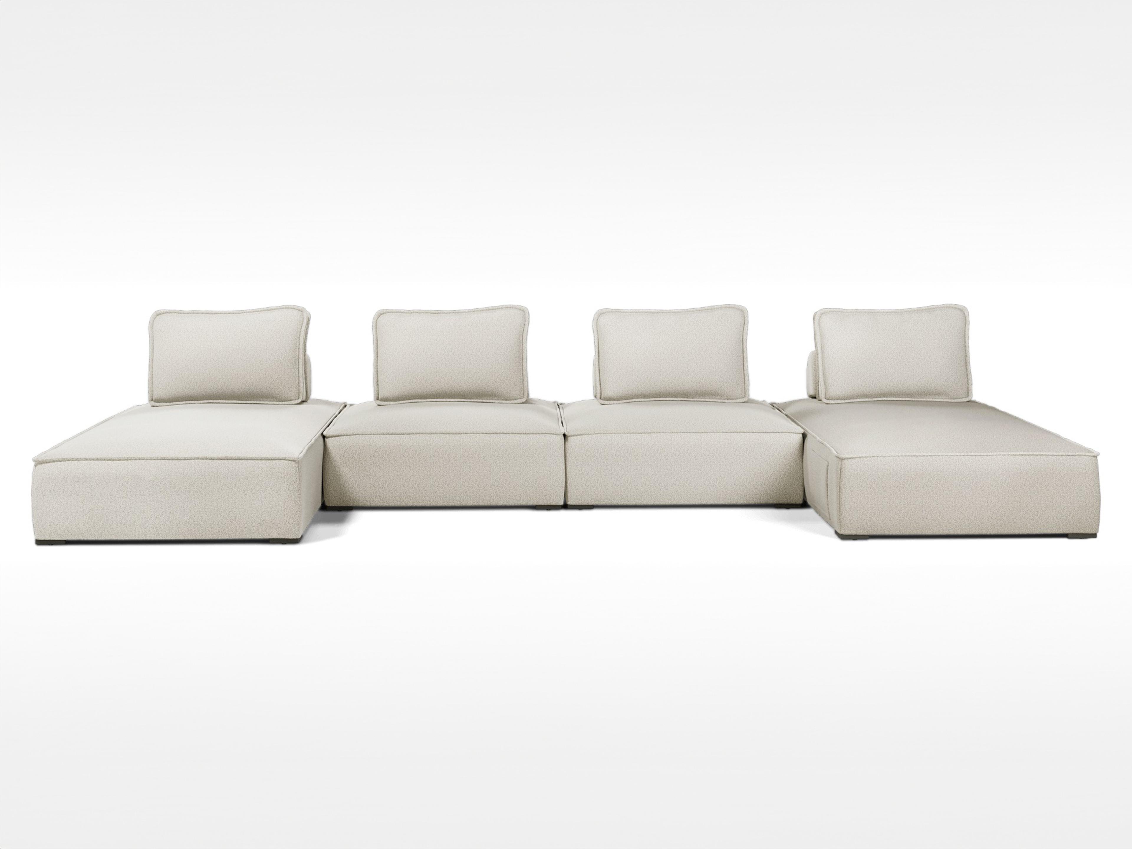 ModLuxe Outdoor Bahia Aluminum Textured Greige Fabric Cushion 4- Pieces Modular Sofa