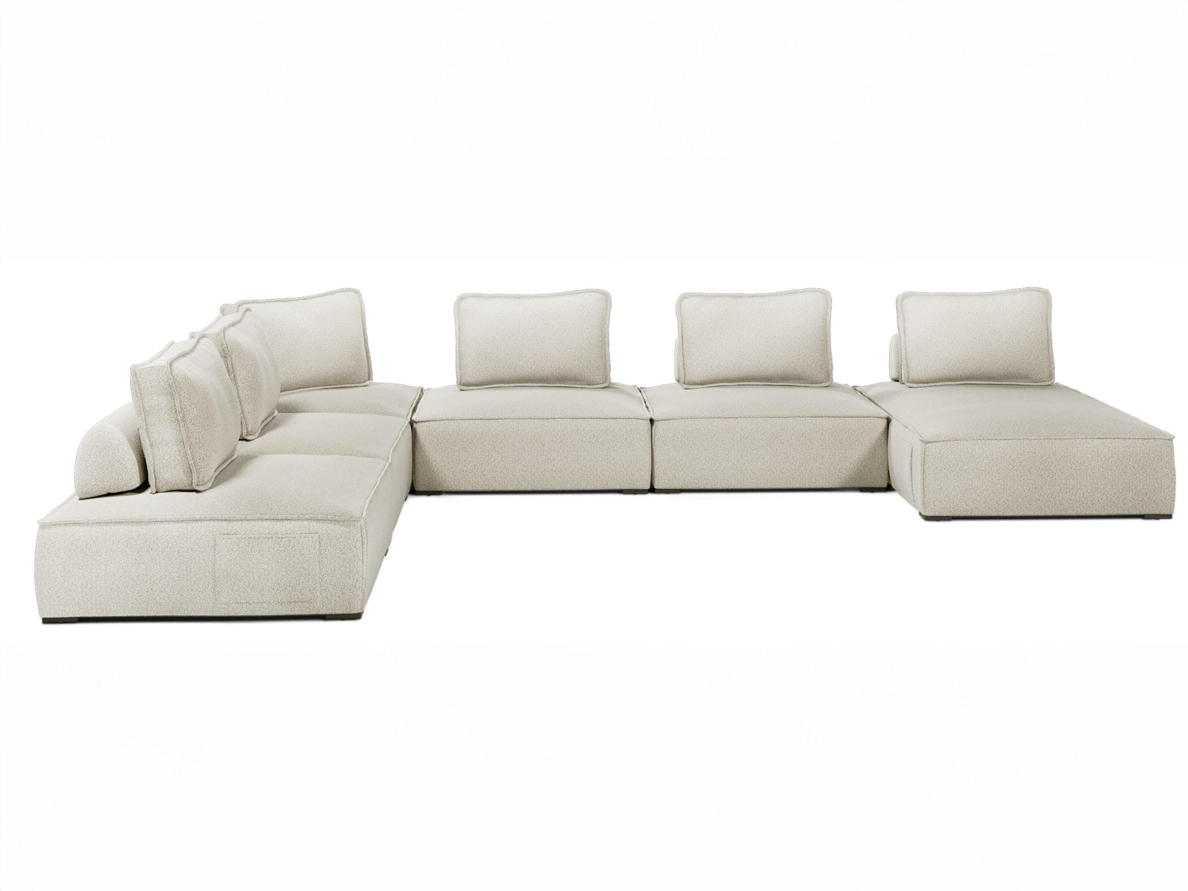 ModLuxe Outdoor Bahia Aluminum Right Facing Textured Greige Fabric Cushion 6- Pieces Modular Sofa