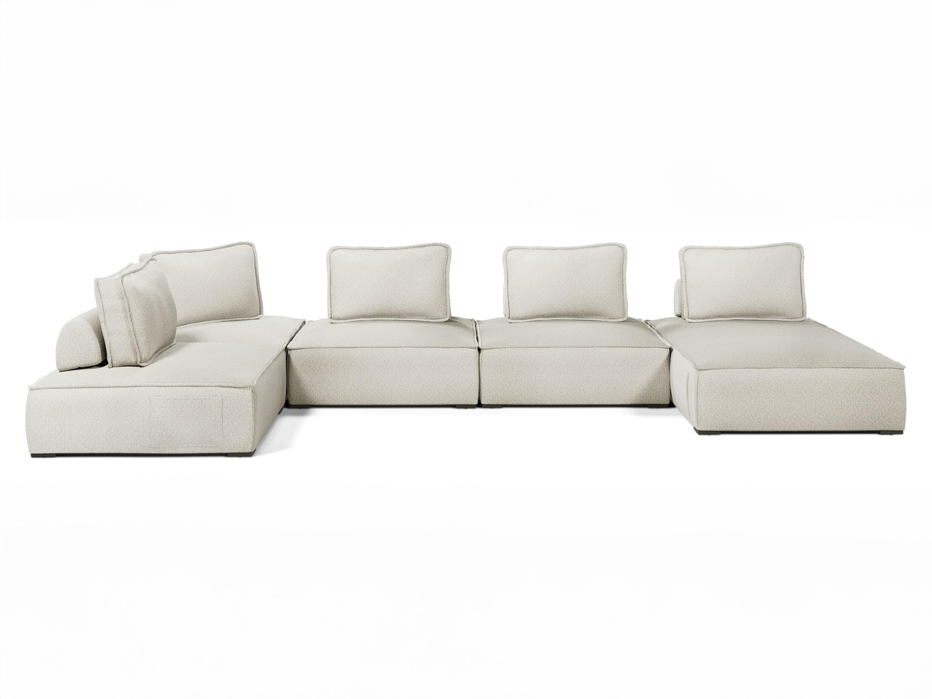 ModLuxe Outdoor Bahia Aluminum Textured Greige Fabric Cushion 5- Pieces Modular Sofa