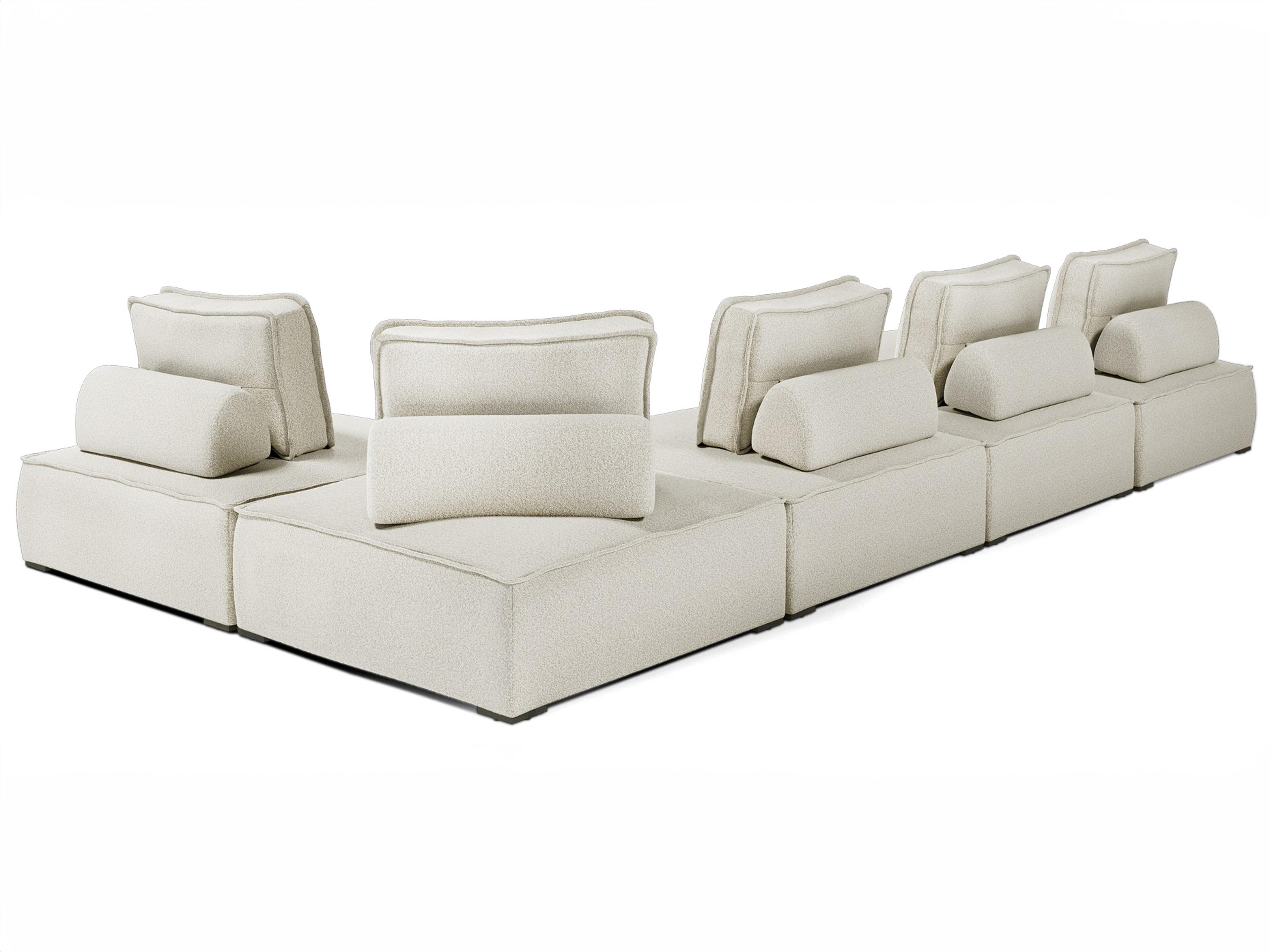 ModLuxe Outdoor Bahia Aluminum Textured Greige Fabric Cushion 5- Pieces Modular Sofa