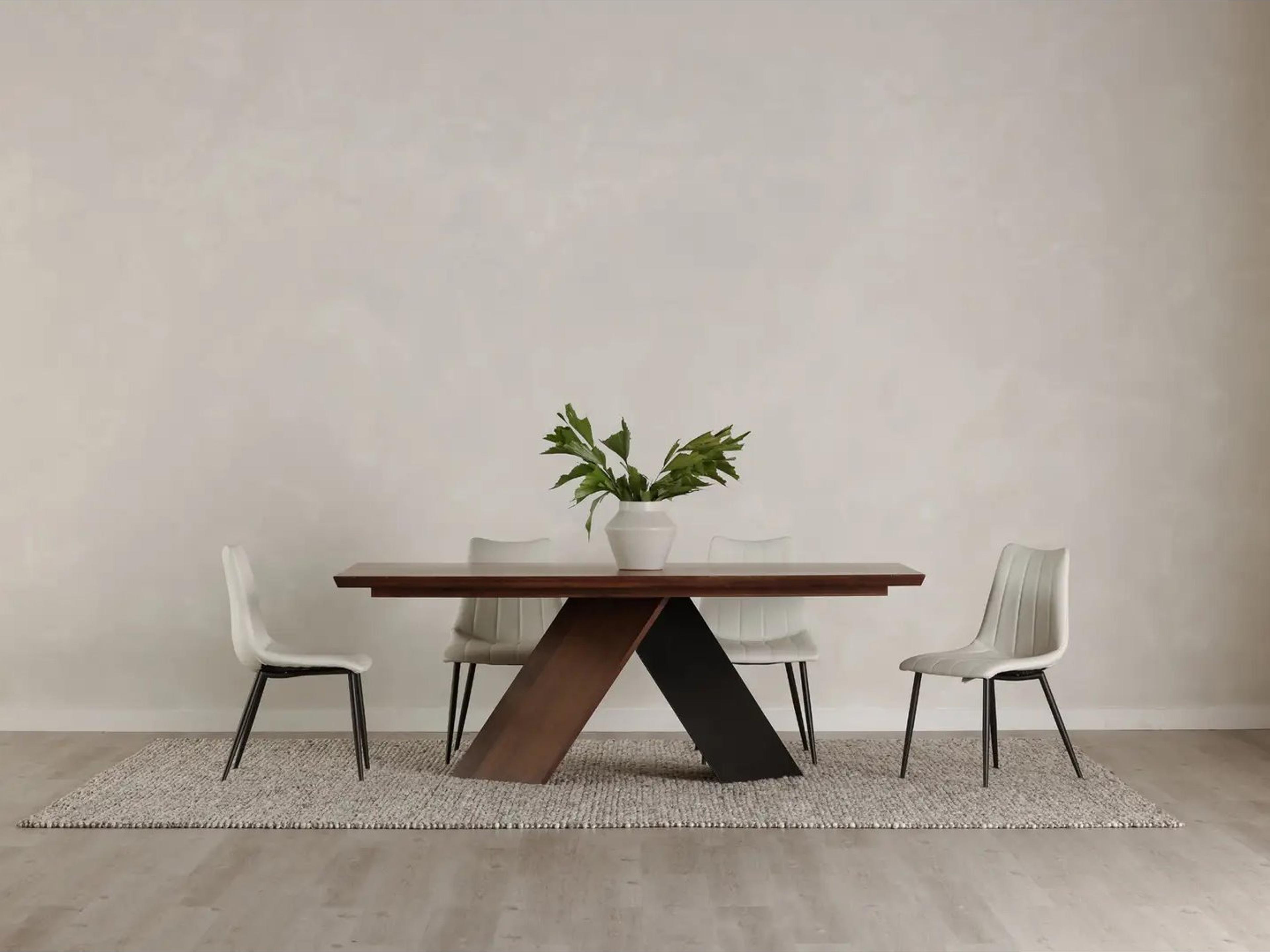 Alibi White Faux Leather Dining Set