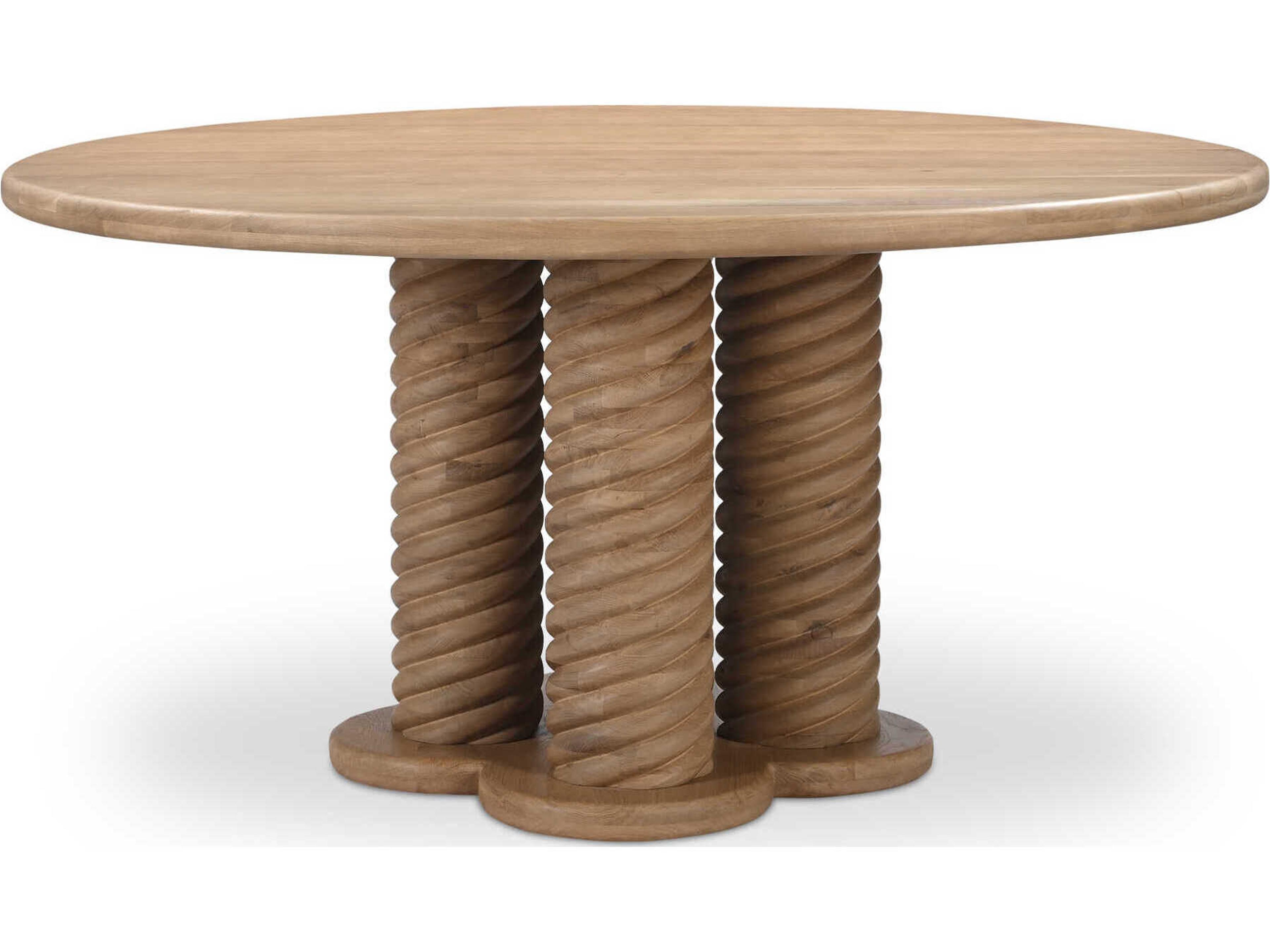 Treccia Round Wood Natural Dining Table