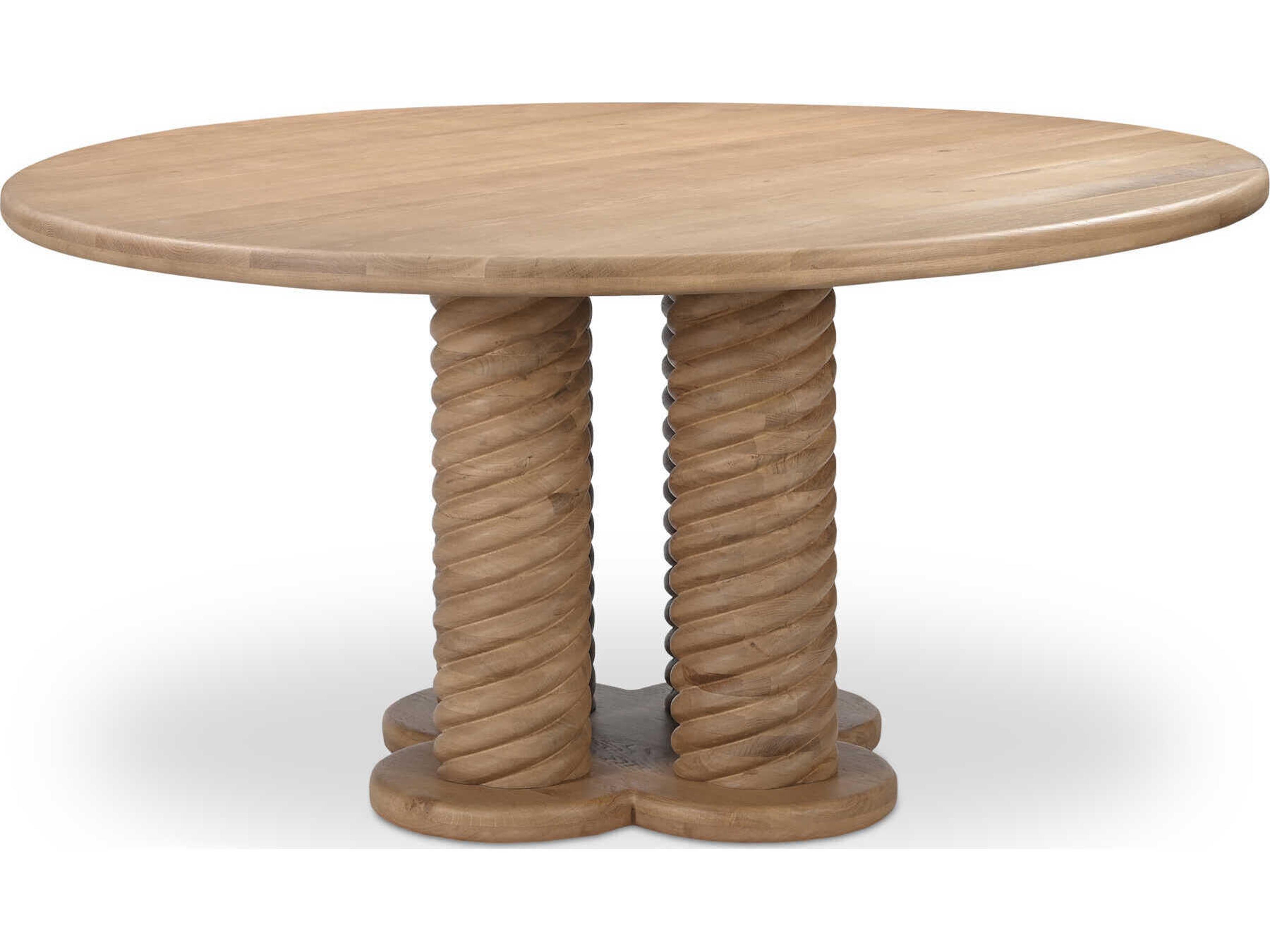 Moe's Home Treccia Round Wood Natural Dining Table