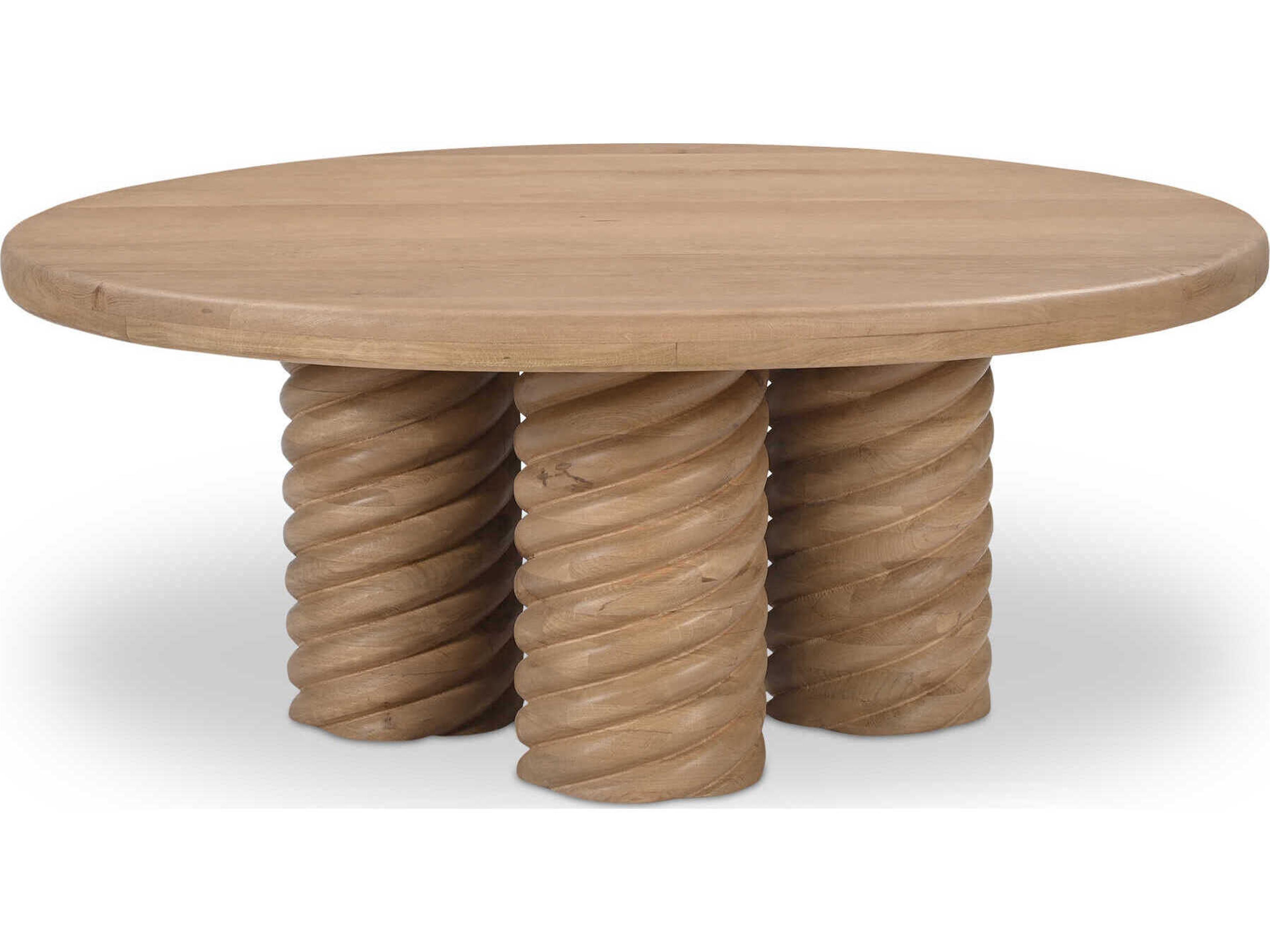 Treccia Round Wood Natural Coffee Table