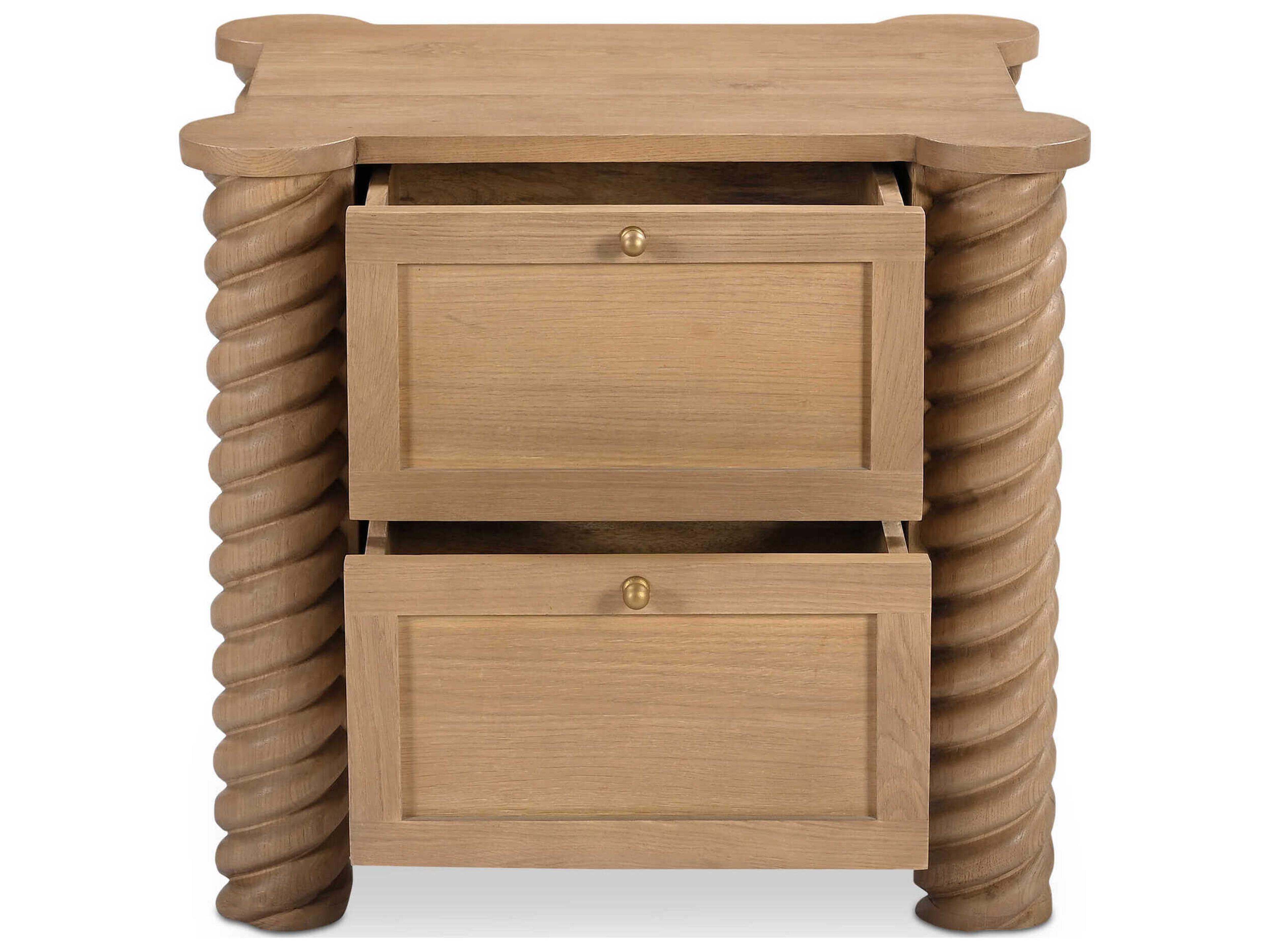 Moe's Home Treccia 2-Drawers Oak Wood Nightstand