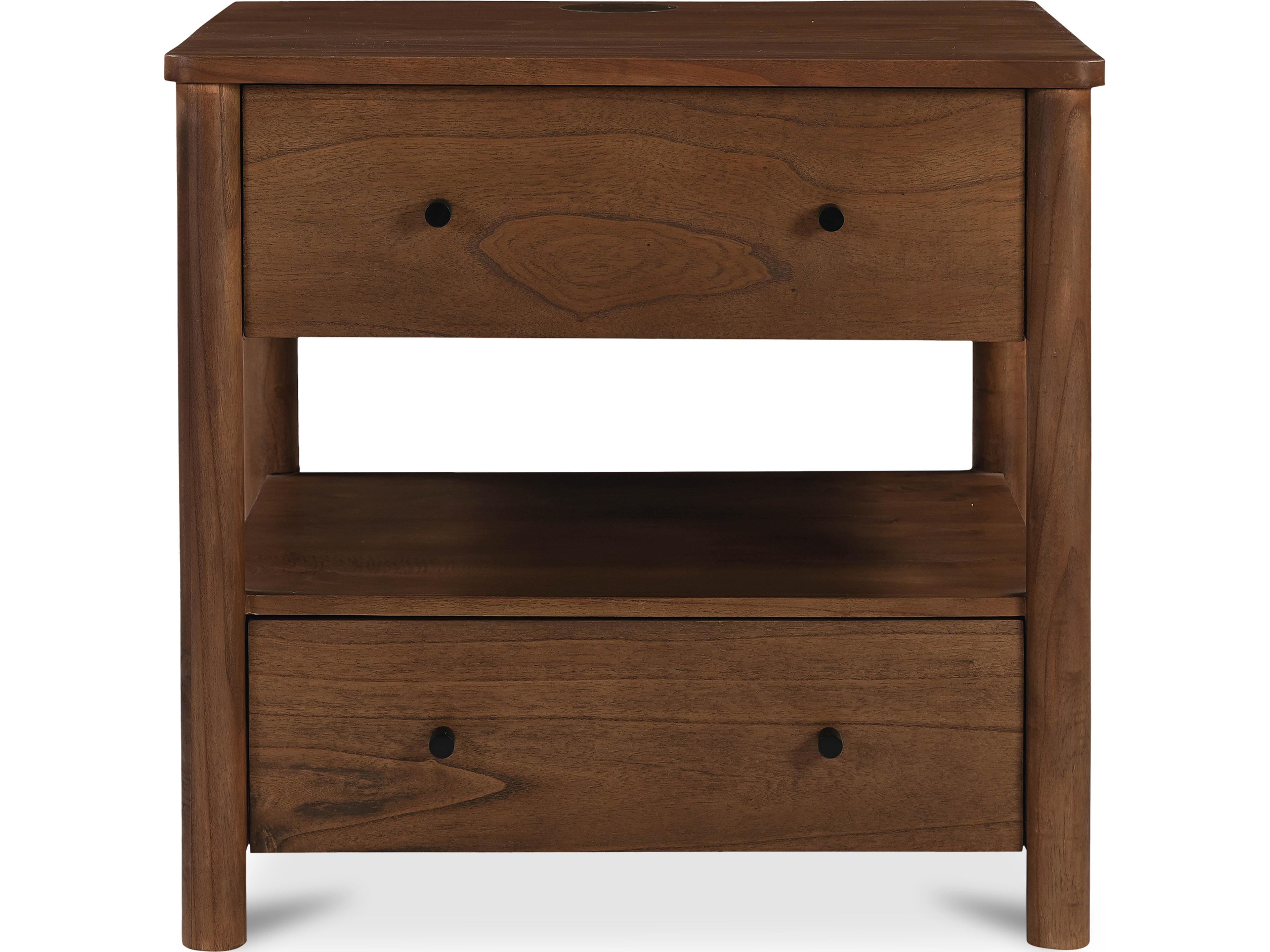Lottie 2-Drawers Brown Mango Wood Nightstand