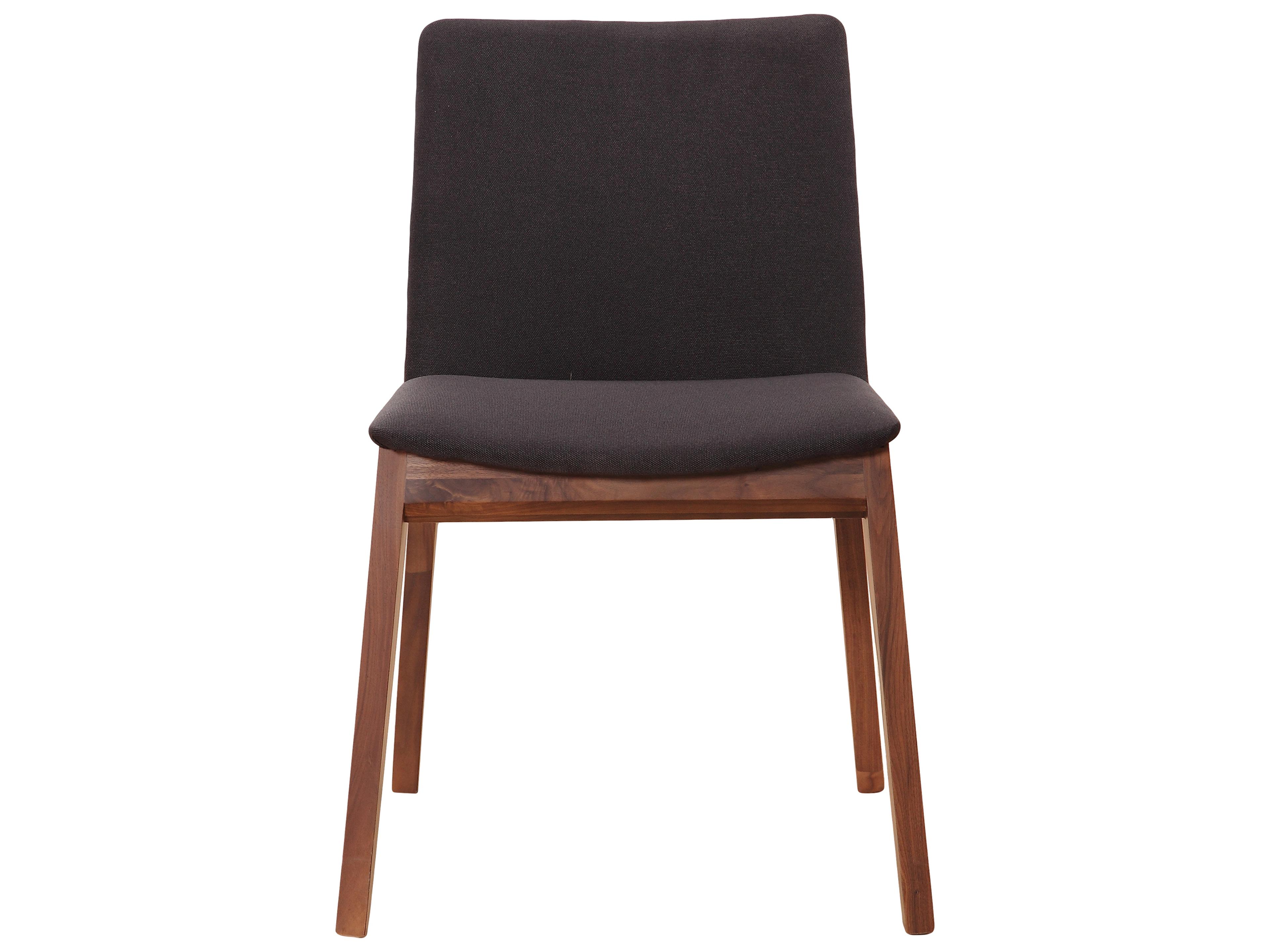 Moe's Home Deco Walnut Wood Black Upholstered Side Dining Chair - Set of Two