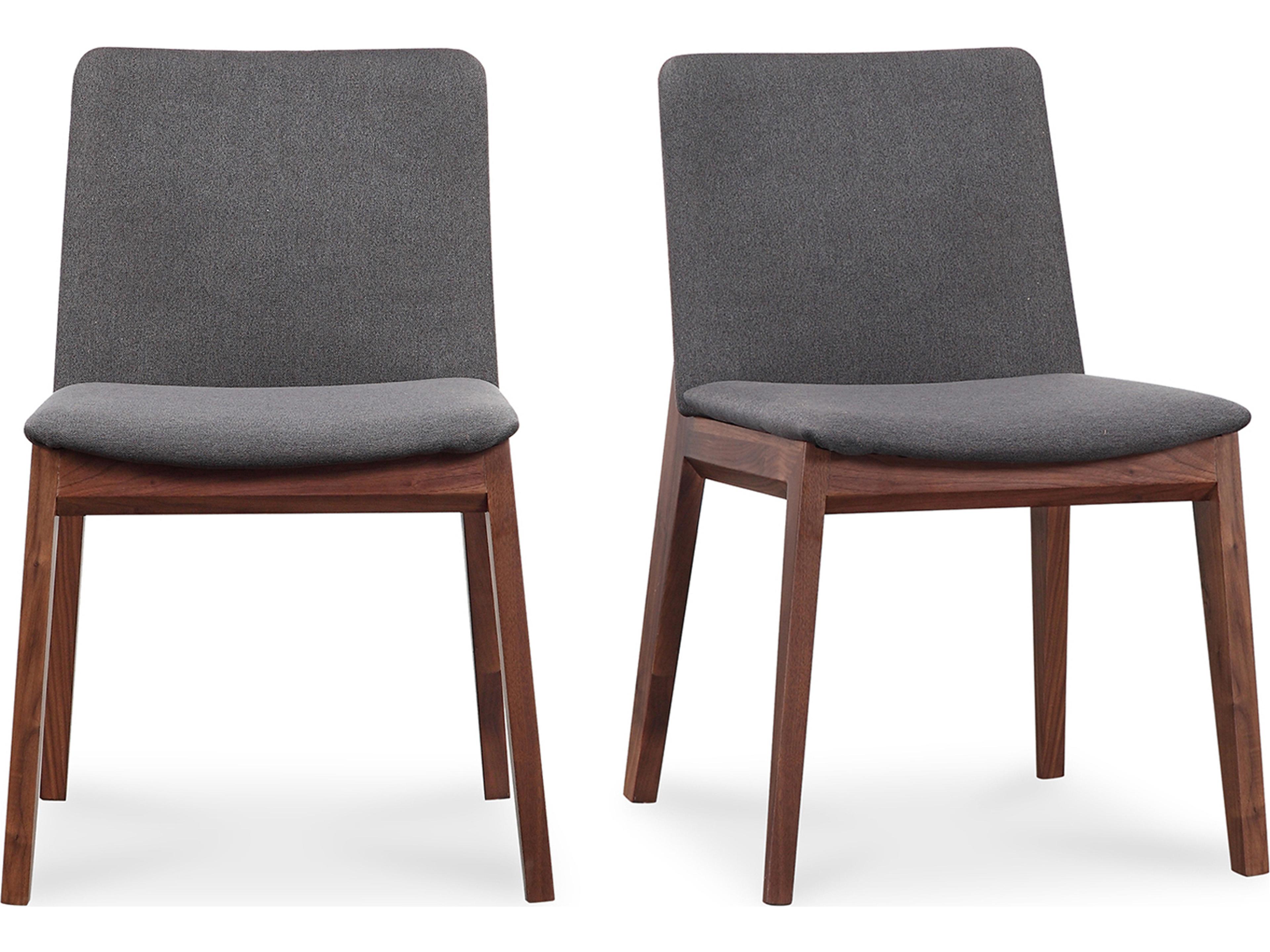 Moe's Home Deco Walnut Wood Black Upholstered Side Dining Chair - Set of Two