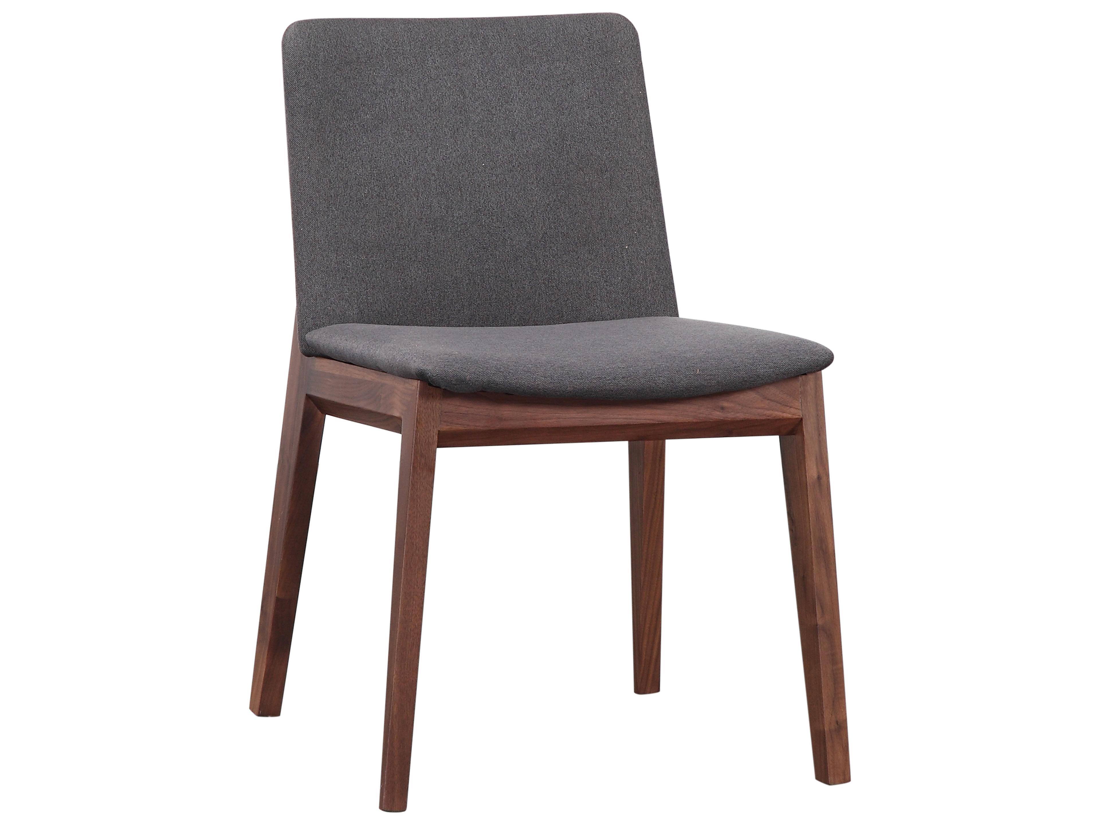 Moe's Home Deco Walnut Wood Black Upholstered Side Dining Chair - Set of Two