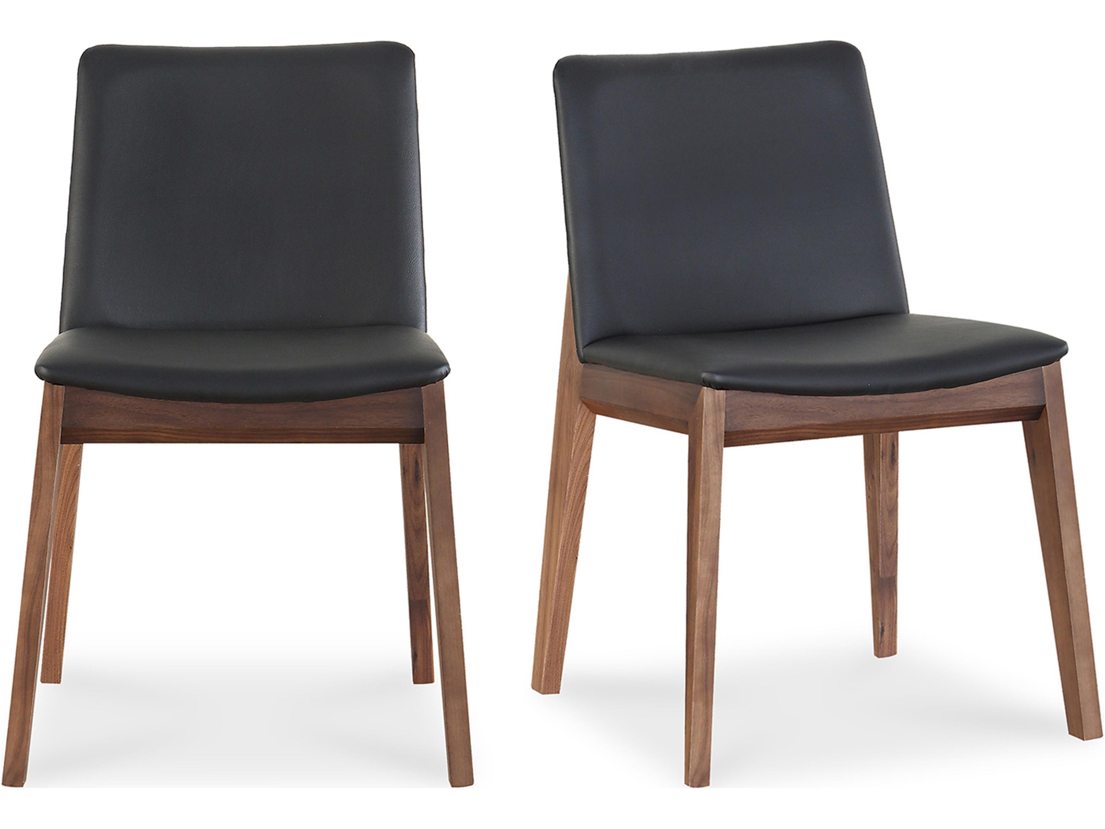 Deco Dining Chair Black Pvc Set of Two Mid-Century Modern