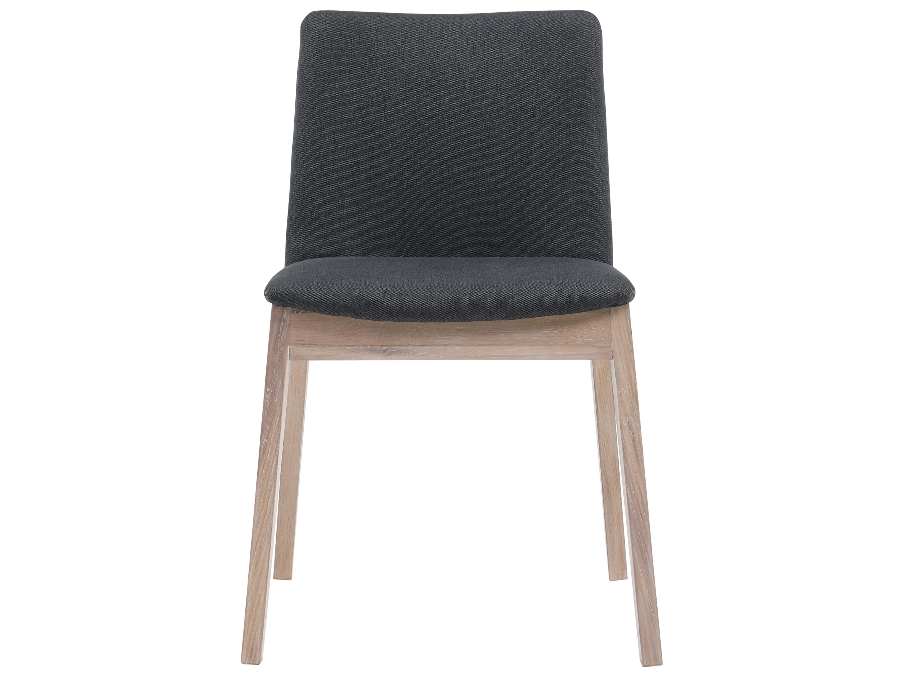 Moe's Home Deco Oak Wood Gray Upholstered Side Dining Chair - Set of Two