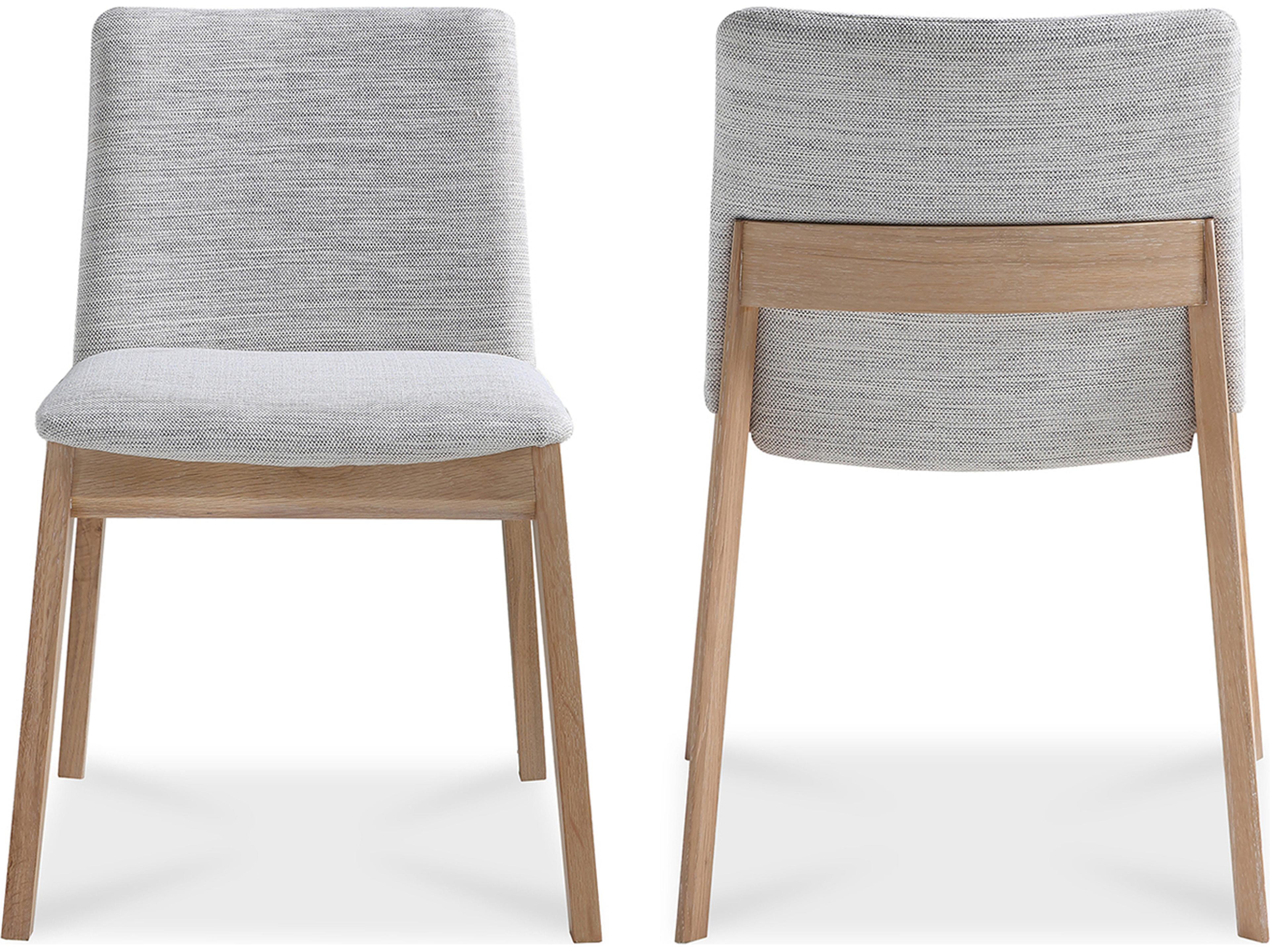 Moe's Home Deco Oak Wood Gray Upholstered Side Dining Chair - Set of Two
