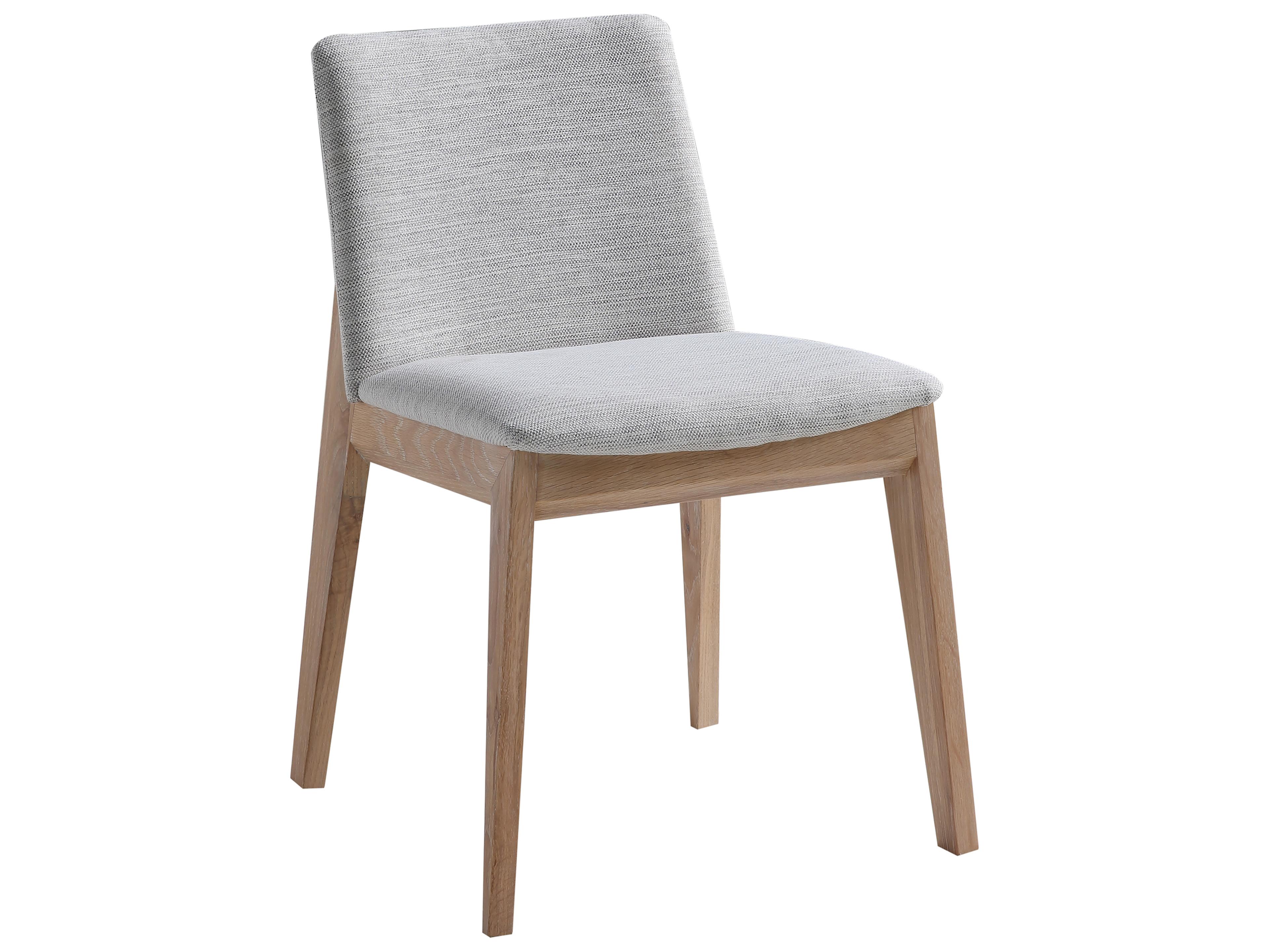 Moe's Home Deco Oak Wood Gray Upholstered Side Dining Chair - Set of Two