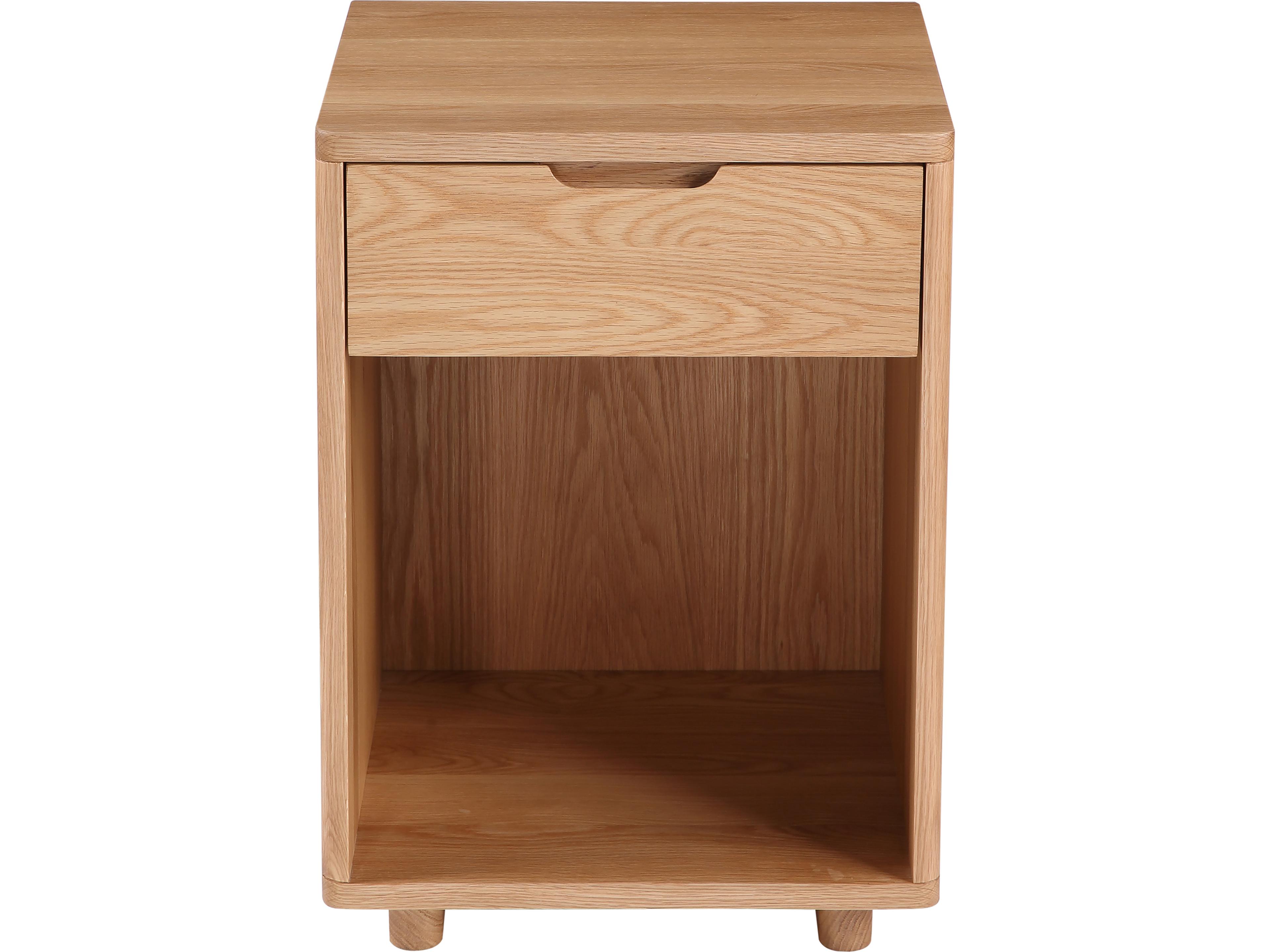Osamu 1-Drawer Brown Oak Wood Nightstand