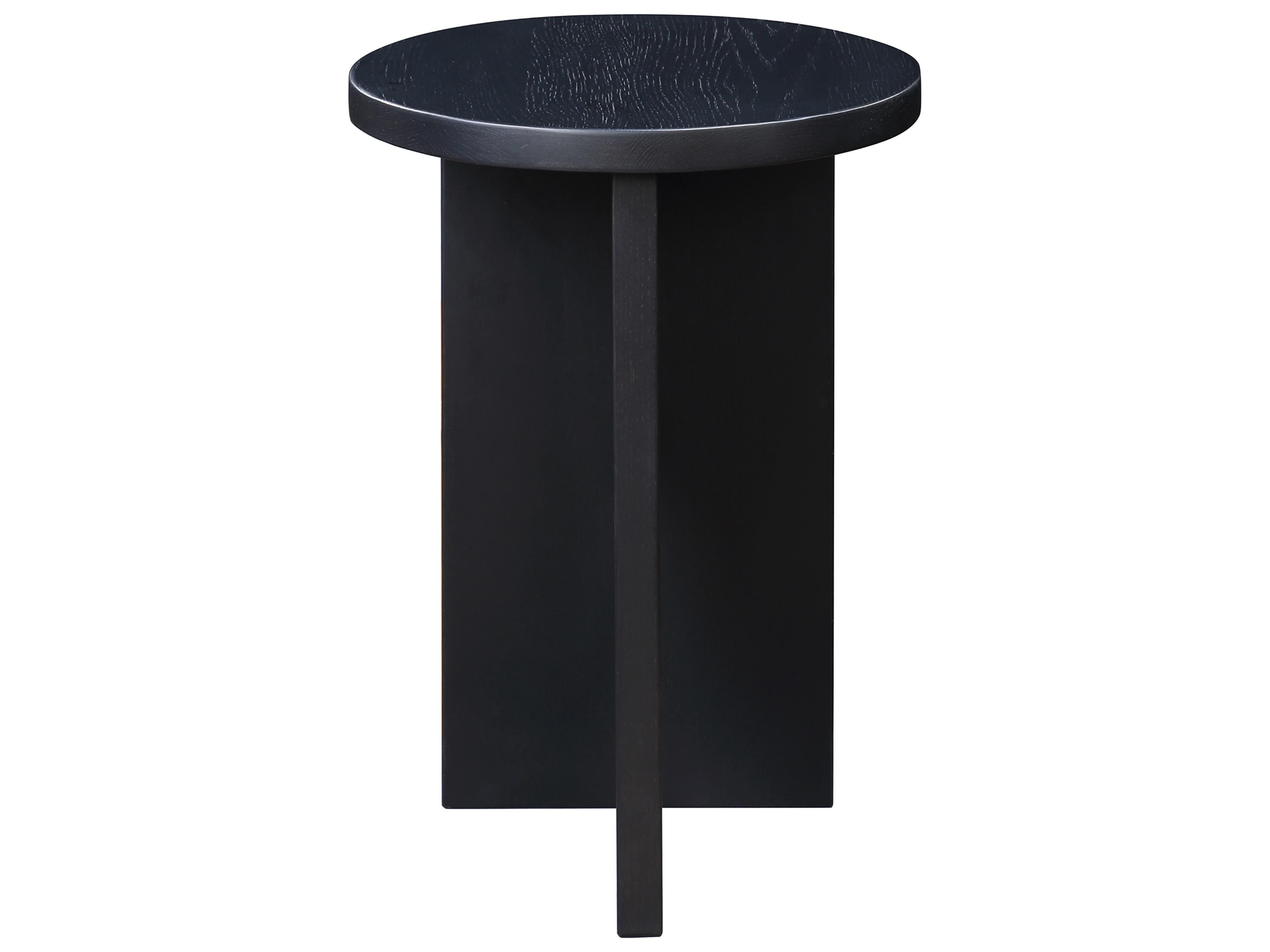 Moe's Home Grace Round Wood Black Oak End Table