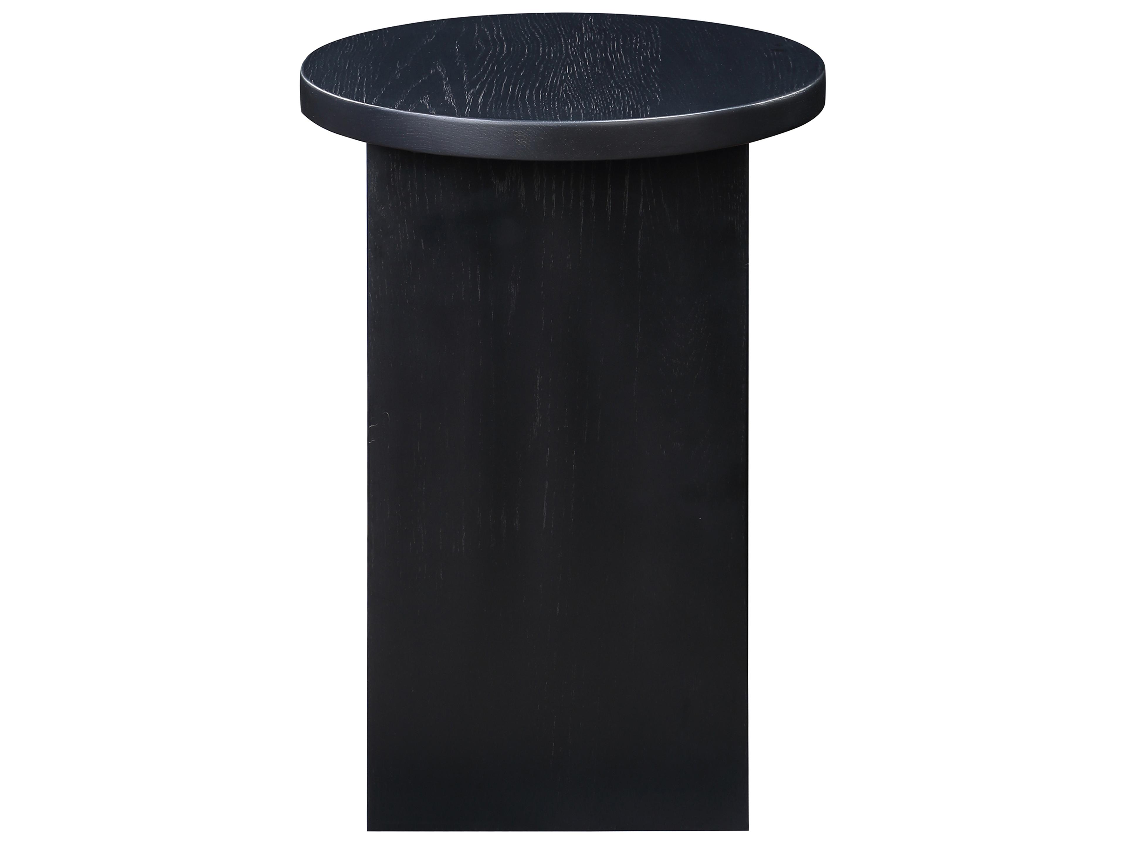 Moe's Home Grace Round Wood Black Oak End Table
