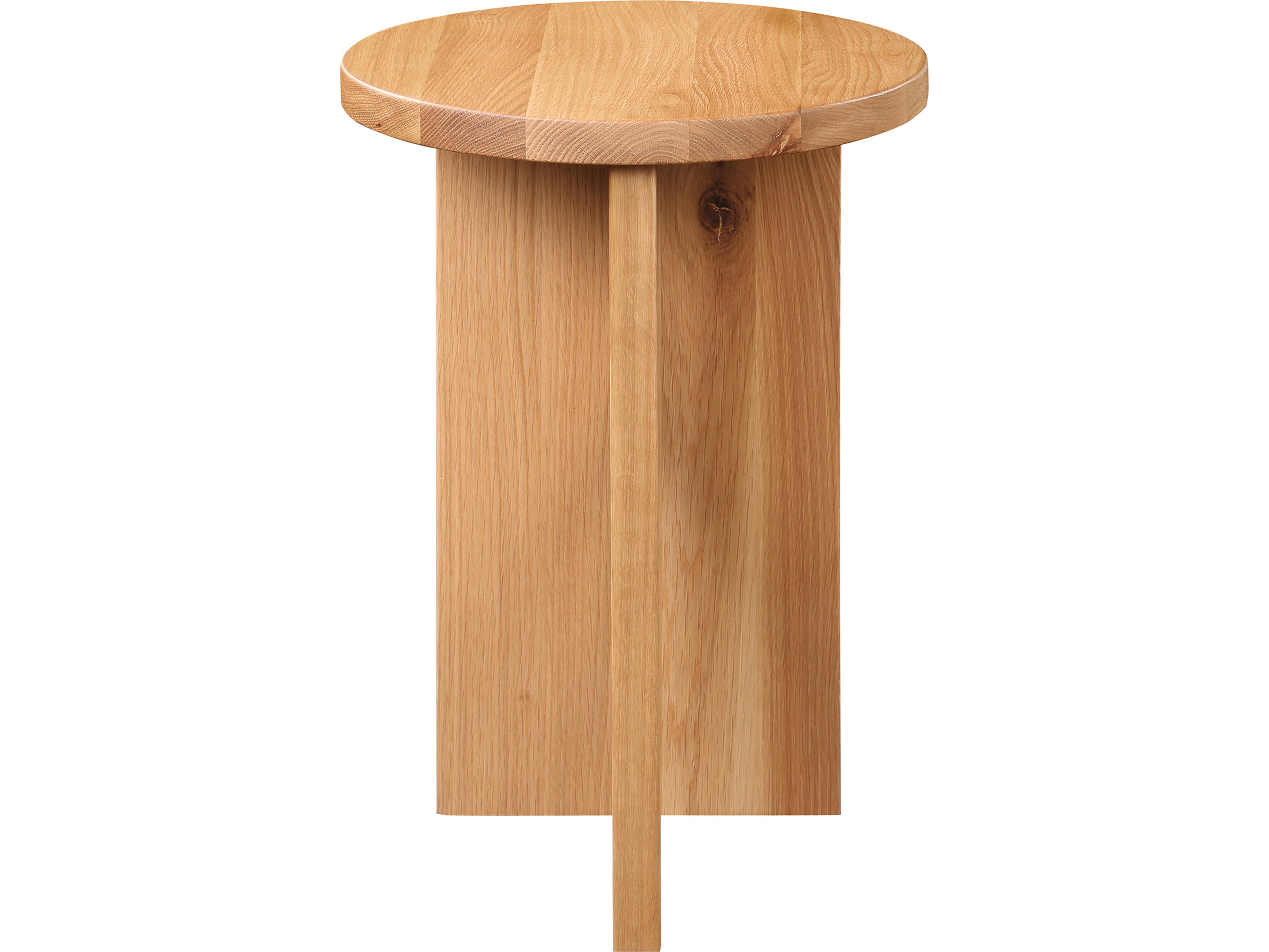 Grace Round Wood Natural Oak End Table