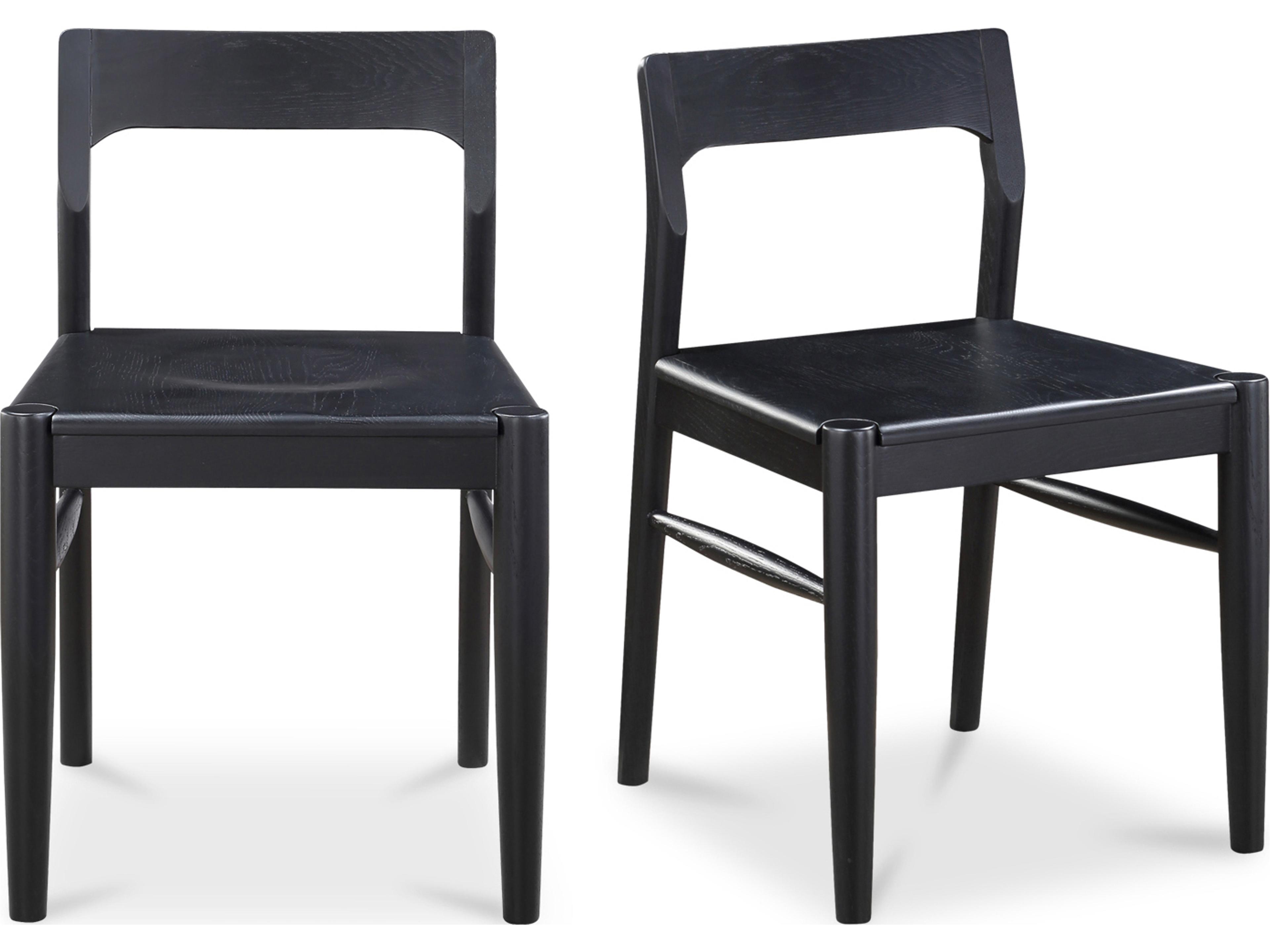 Moe's Home Owing Oak Wood Black Side Dining Chair - Set of Two