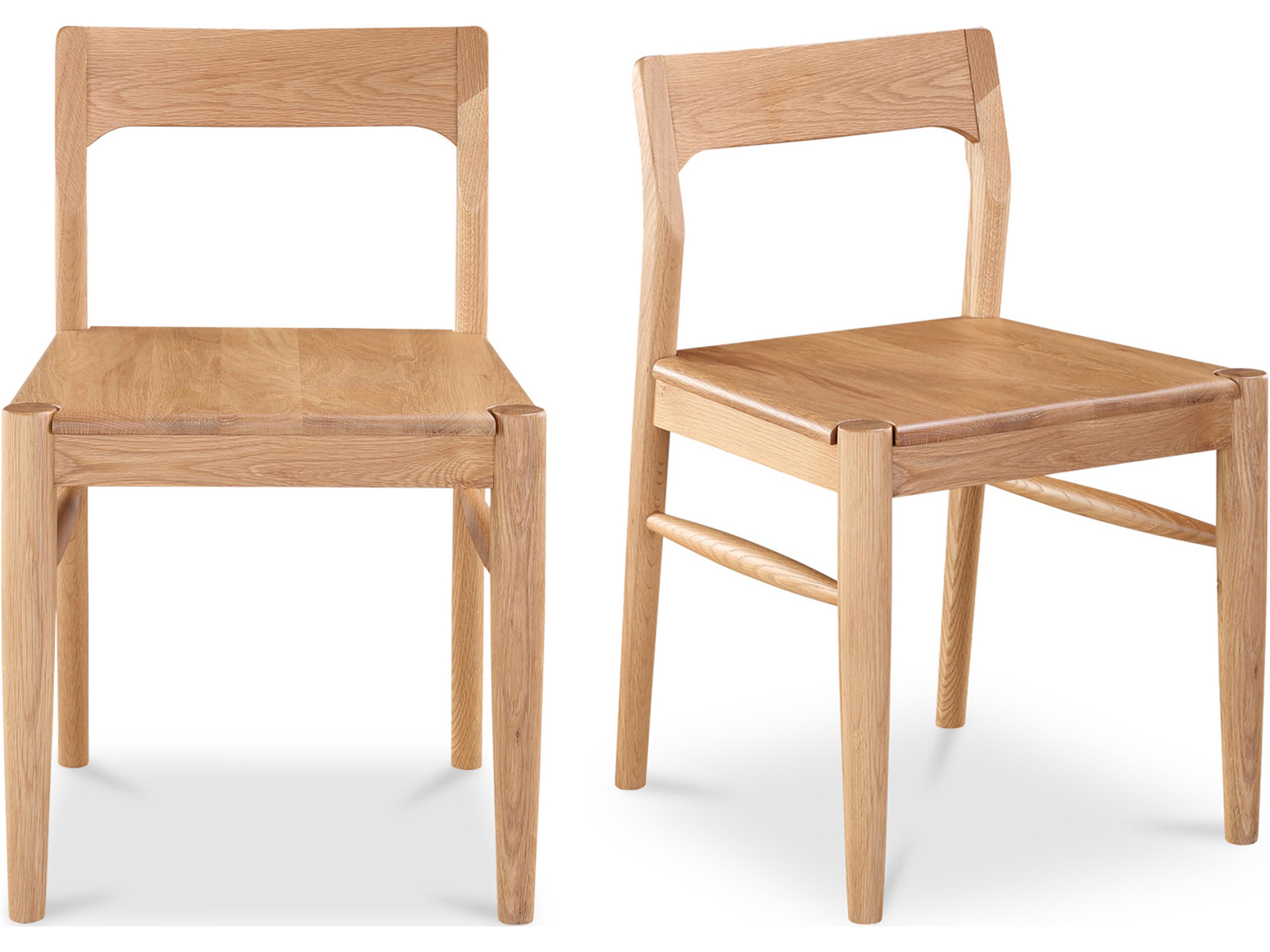 Owing Oak Wood Brown Side Dining Chair - Set of Two