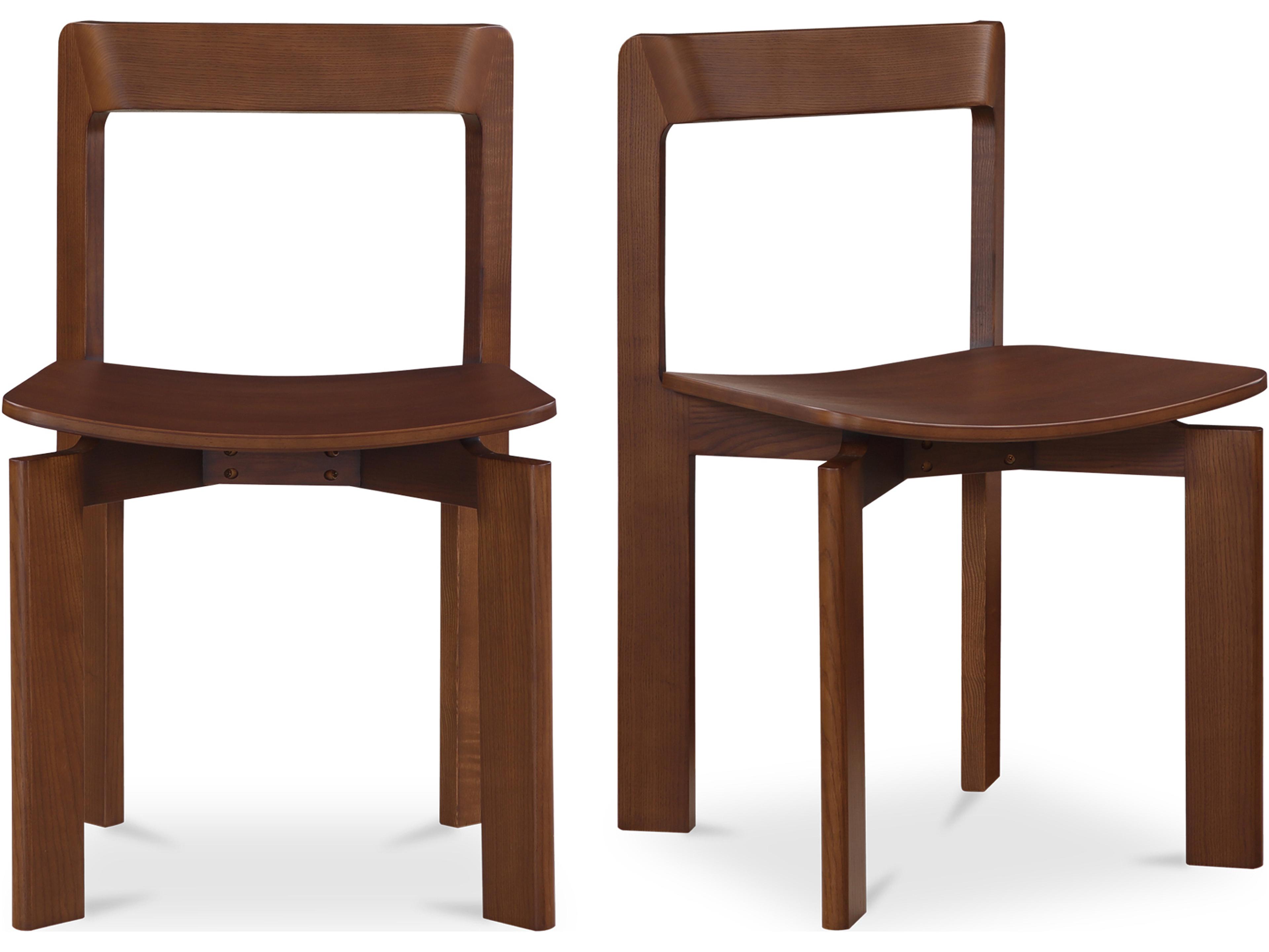 Daifuku Ash Wood Brown Side Dining Chair - Set of Two