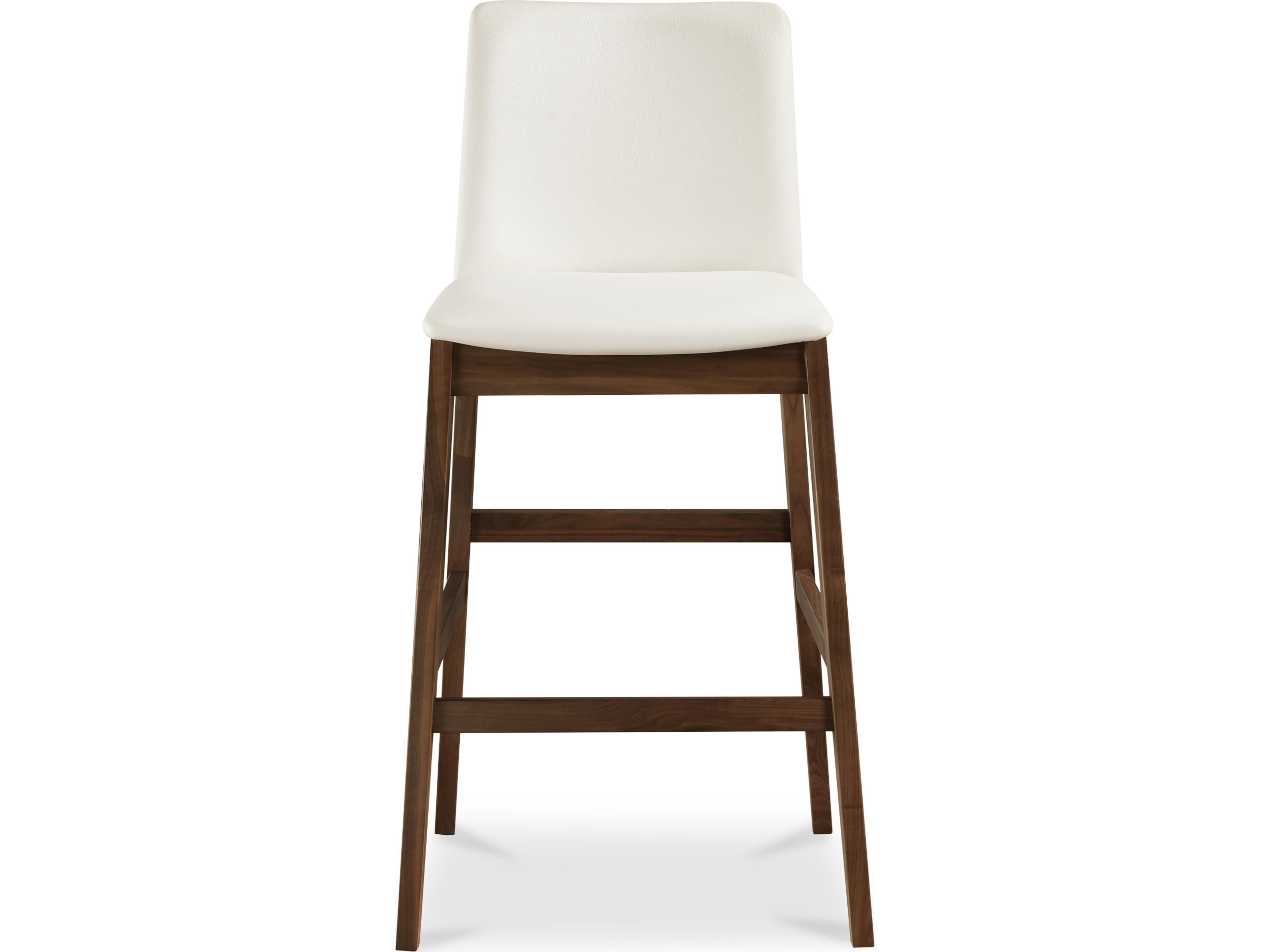 Deco Upholstered Walnut Wood Bar Stool
