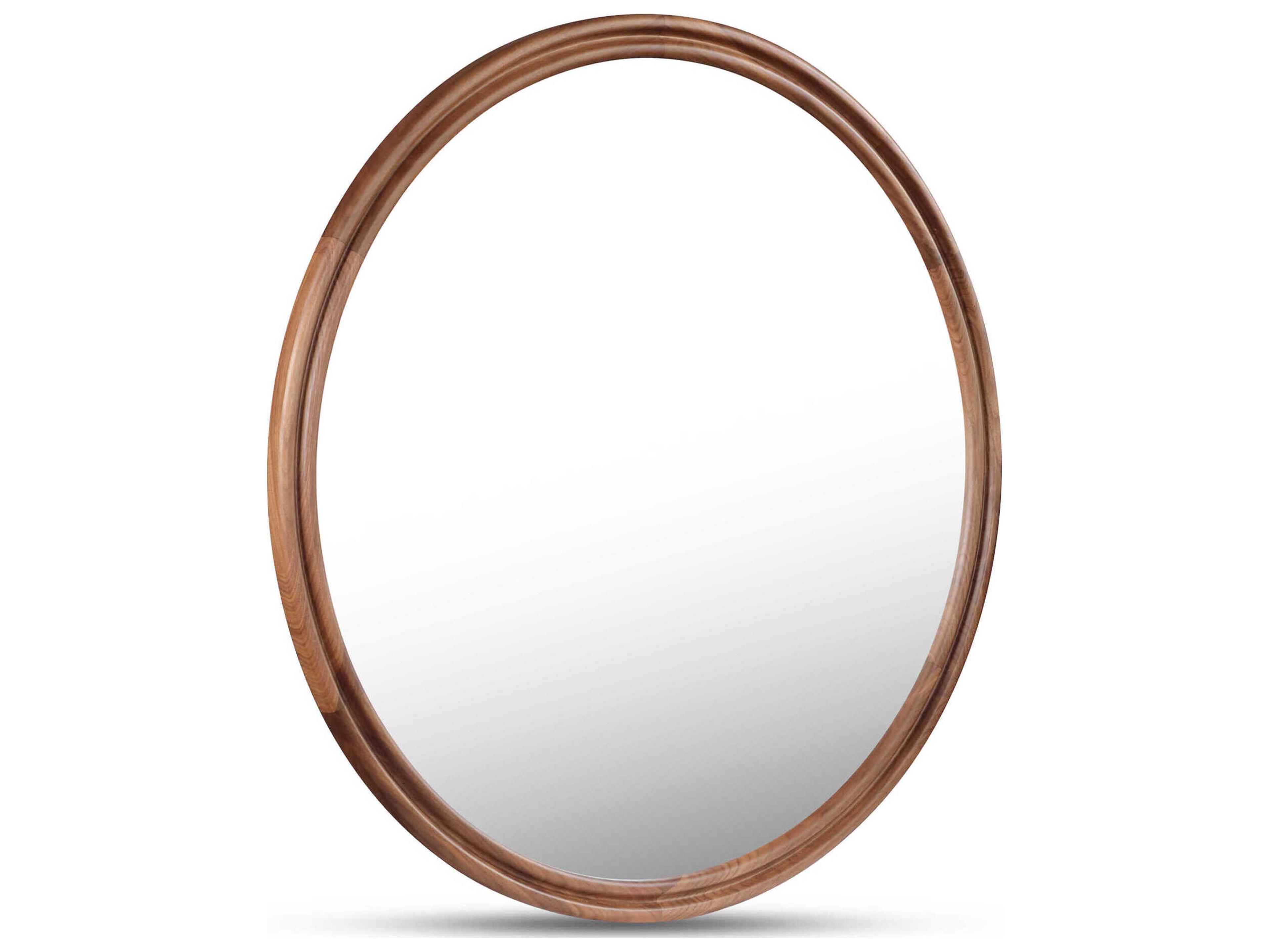 Alcott Natural Walnut Round Wall Mirror