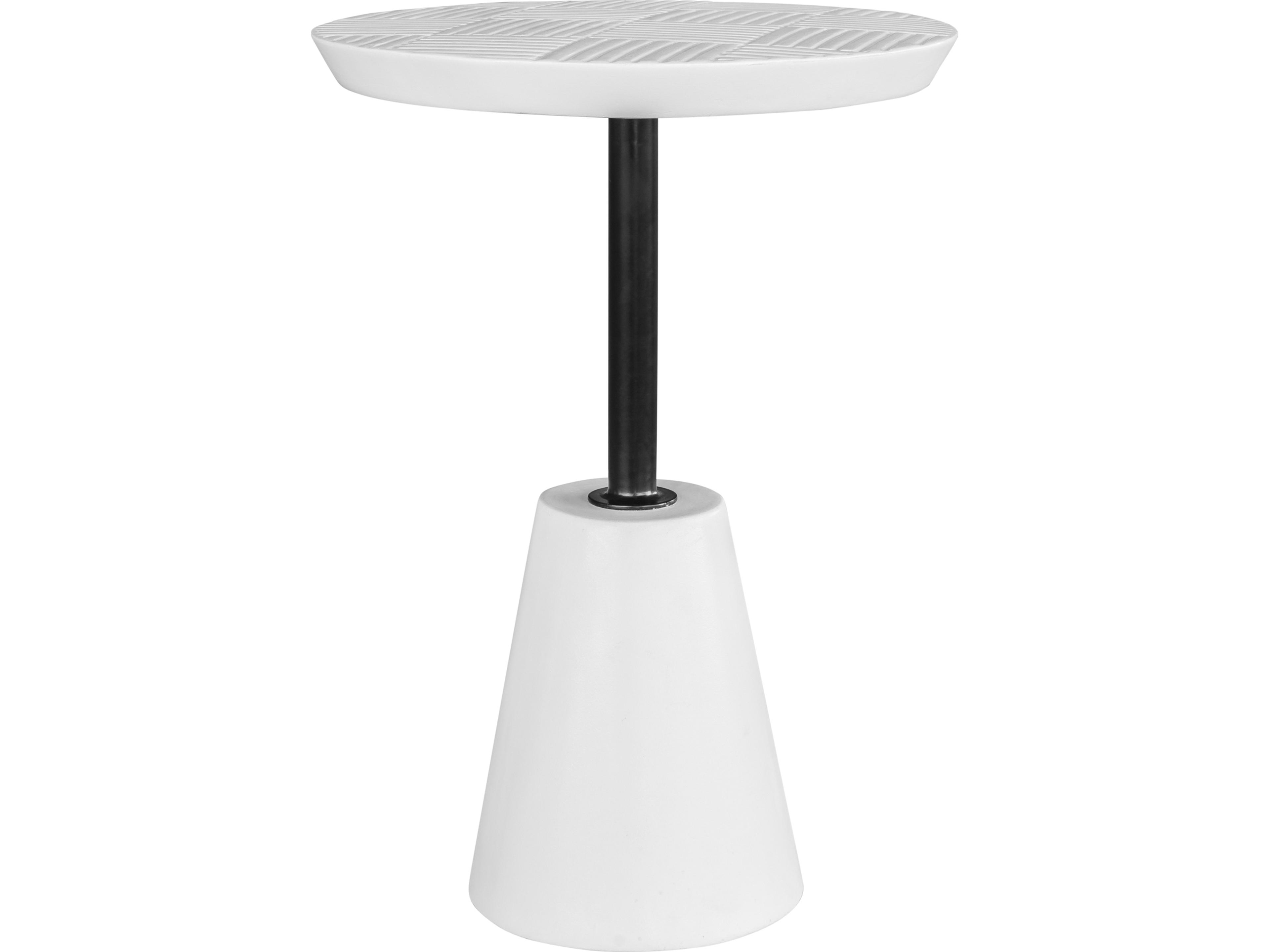 Foundation Round Concrete White End Table