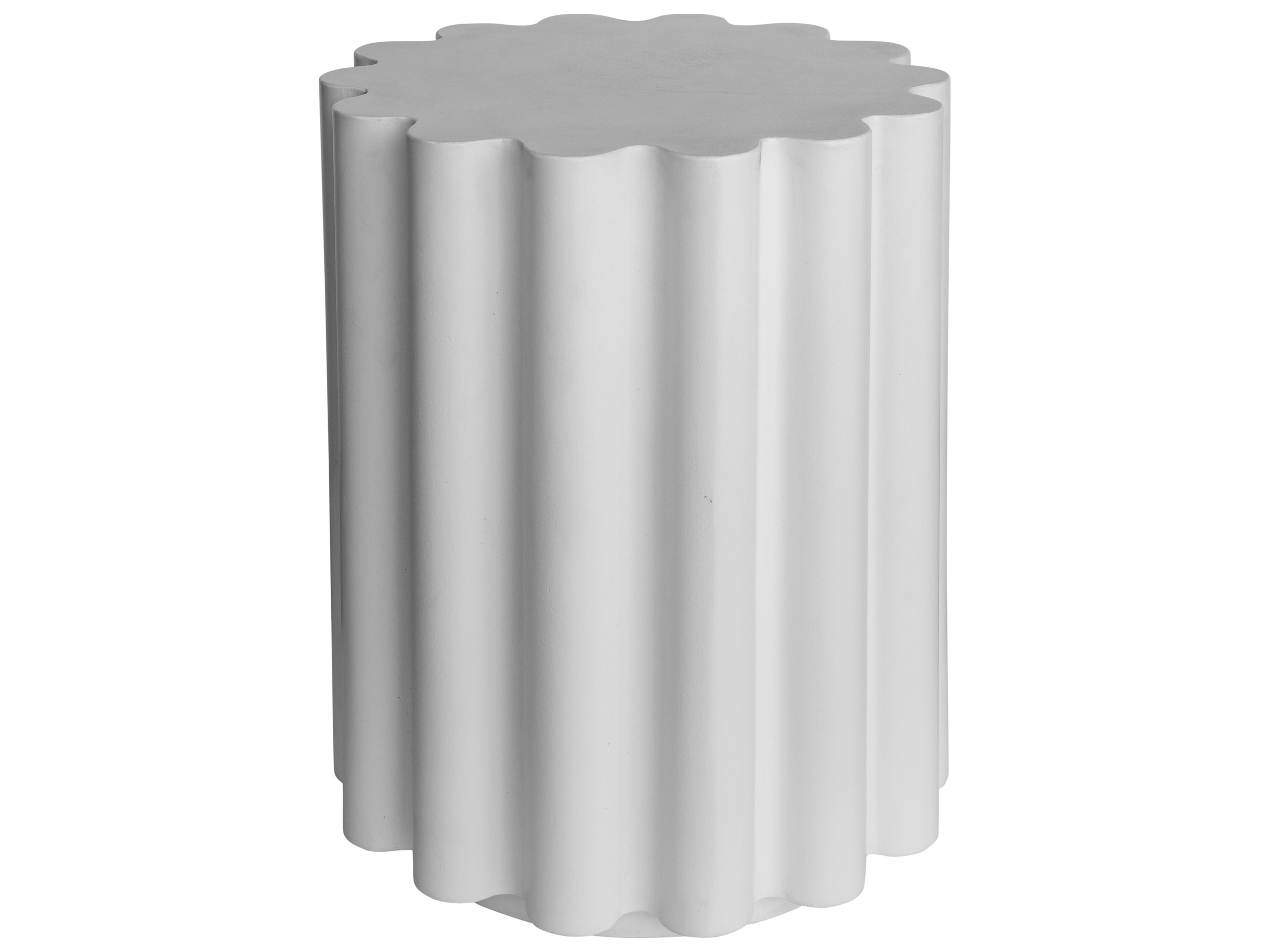 Moe's Home Taffy Round Concrete White End Table