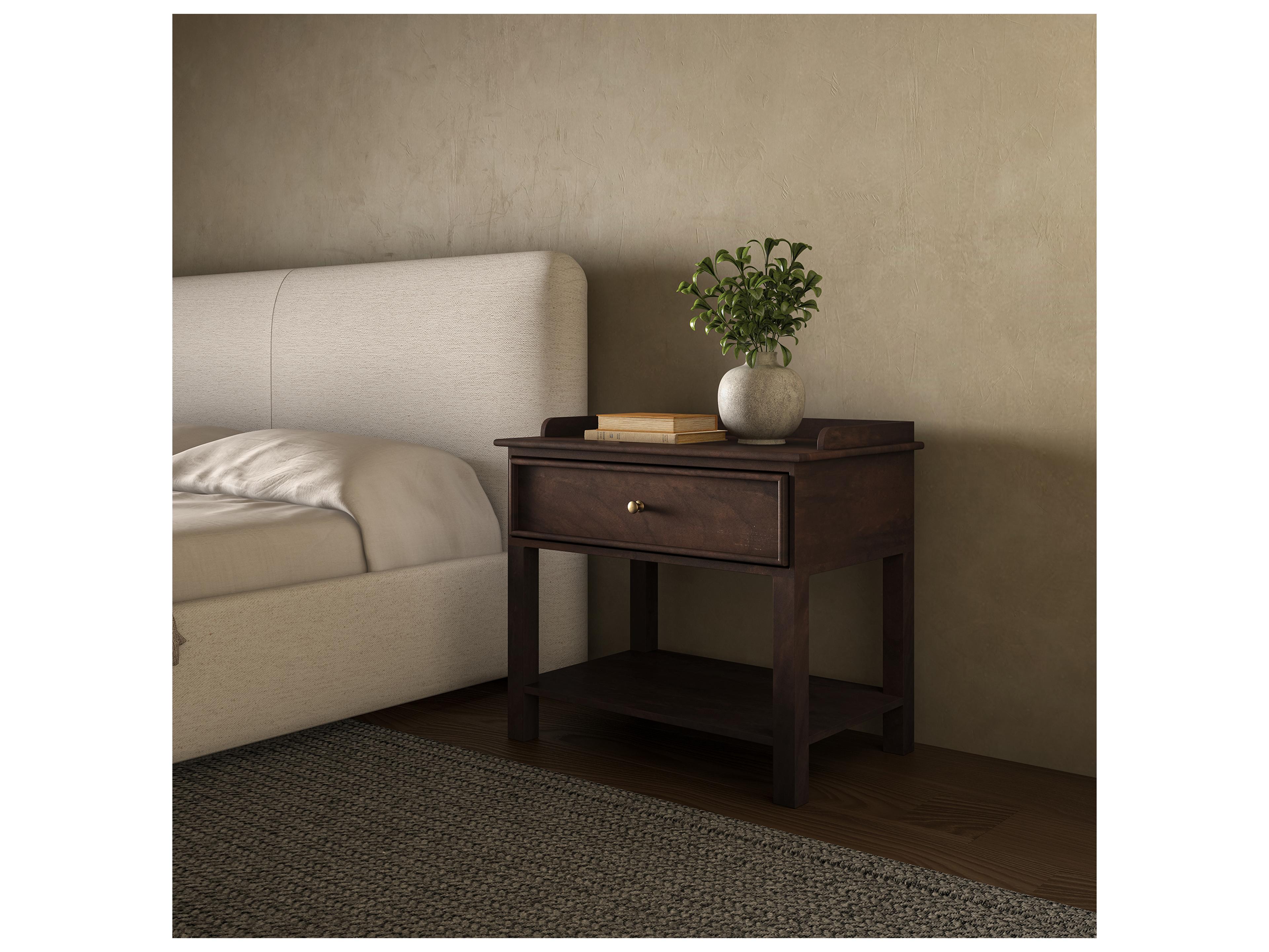 Moe's Home Maeve 1-Drawer Brown Mango Wood Nightstand