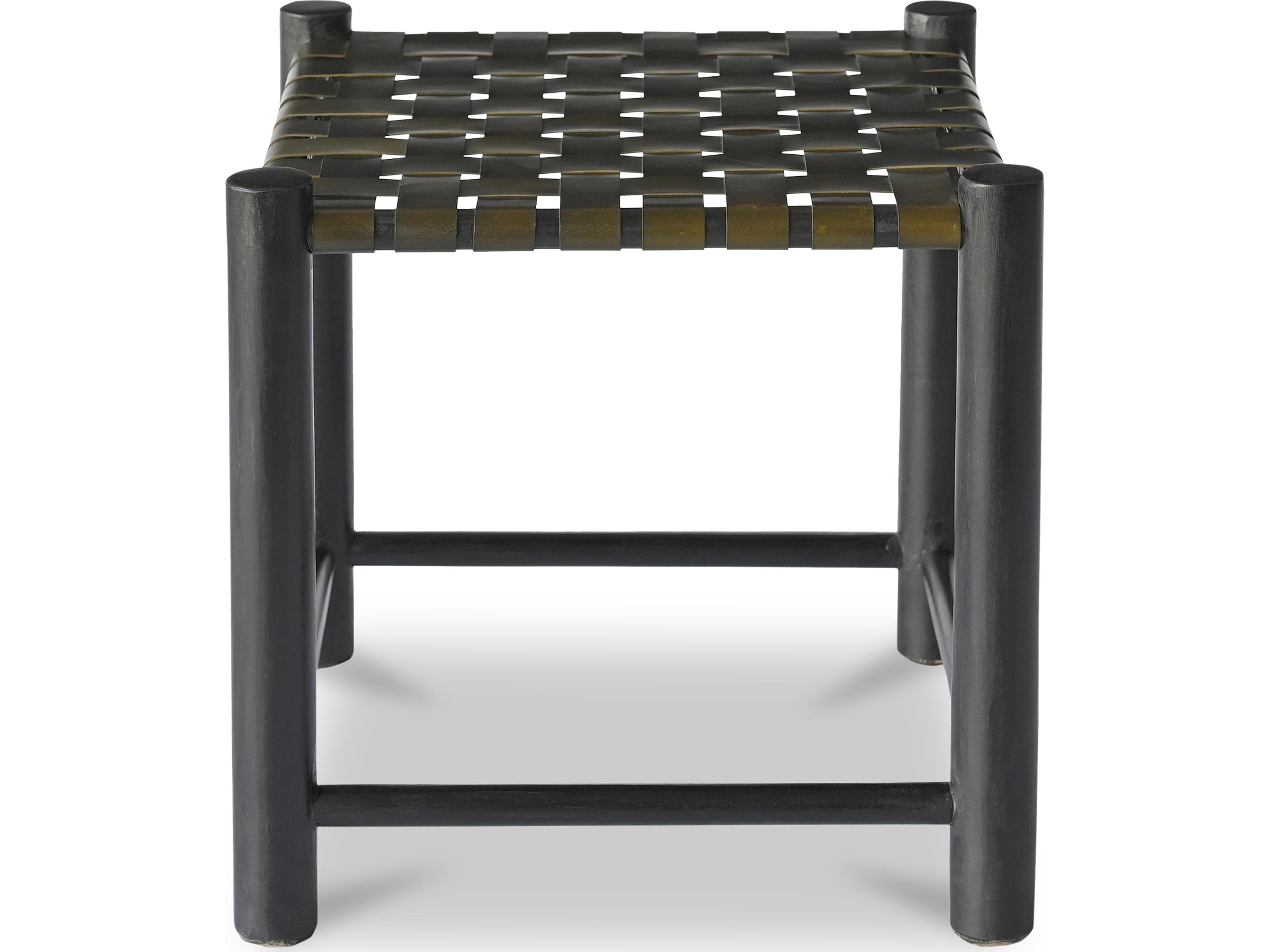 Selby Black Leather Accent Stool