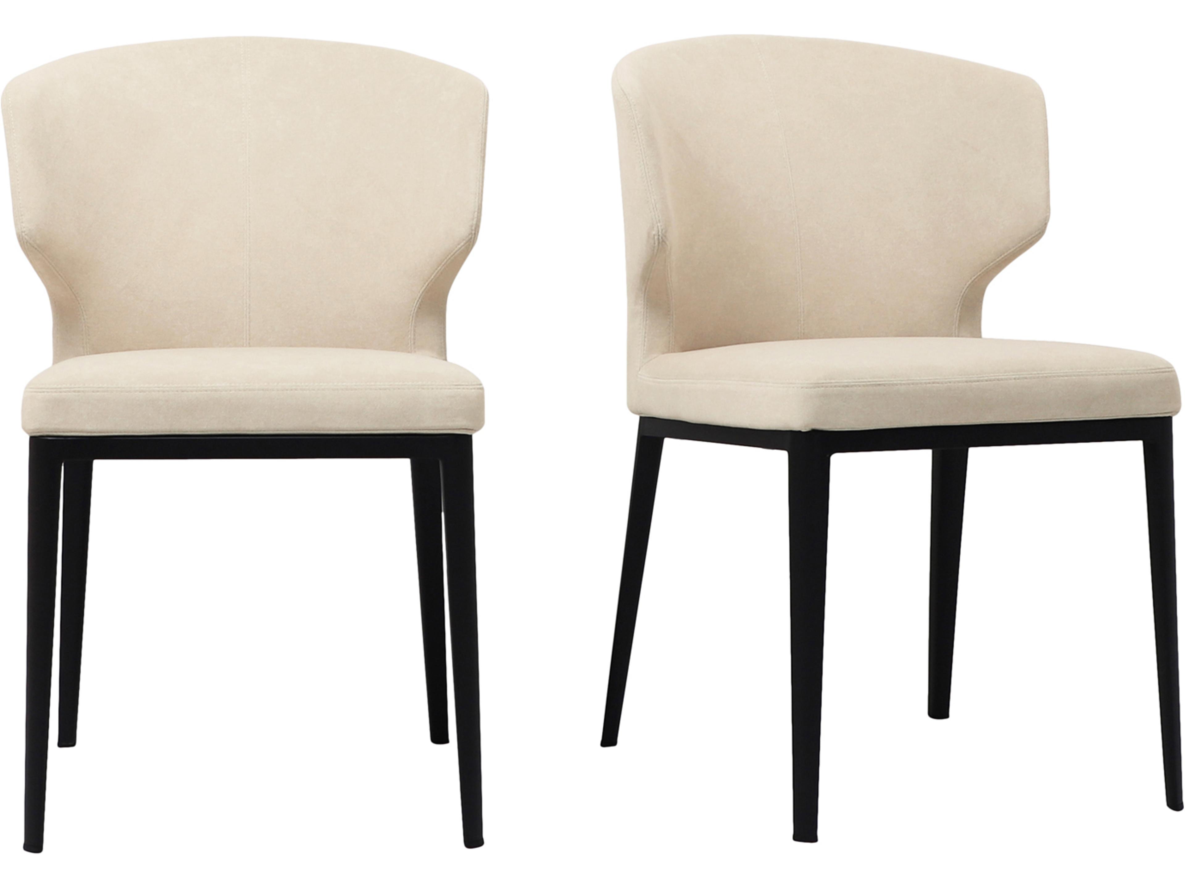 Delaney Plywood Beige Upholstered Armless Dining Chair Set of Two