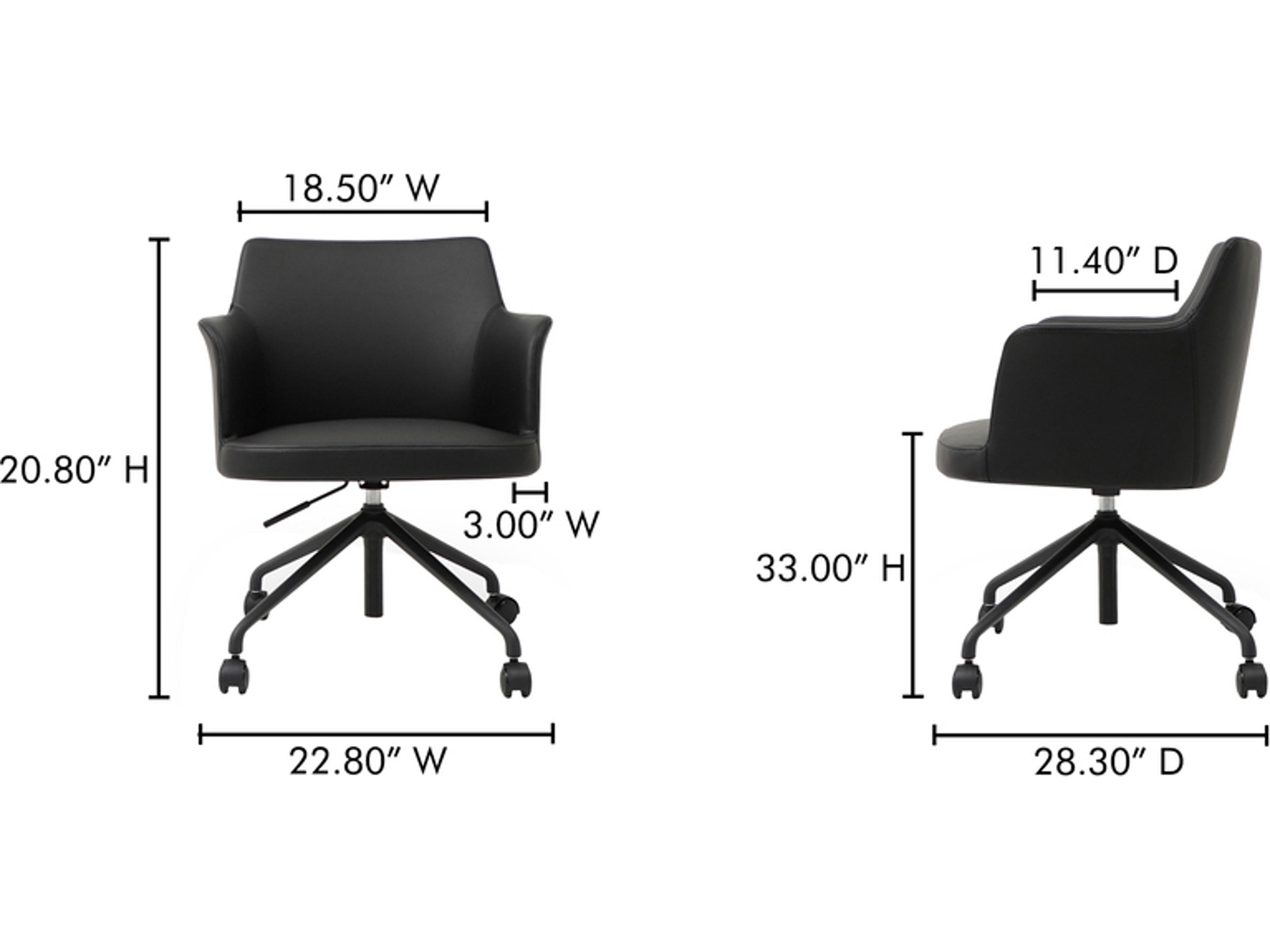 Moe's Home Morris Black Faux Leather Adjustable Swivel Office Chair