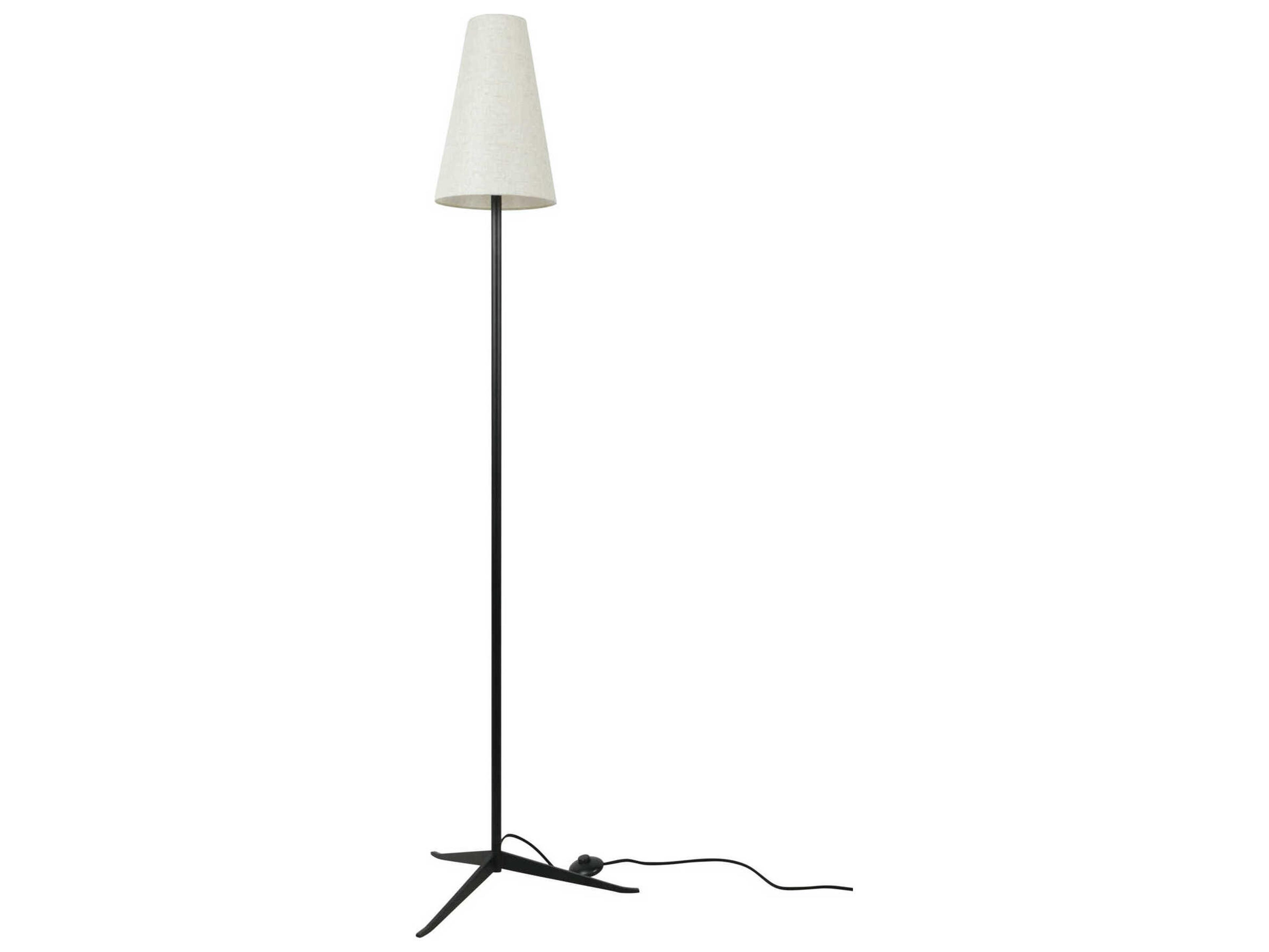 Mathis Black Flecked Linen Fabric Floor Lamp