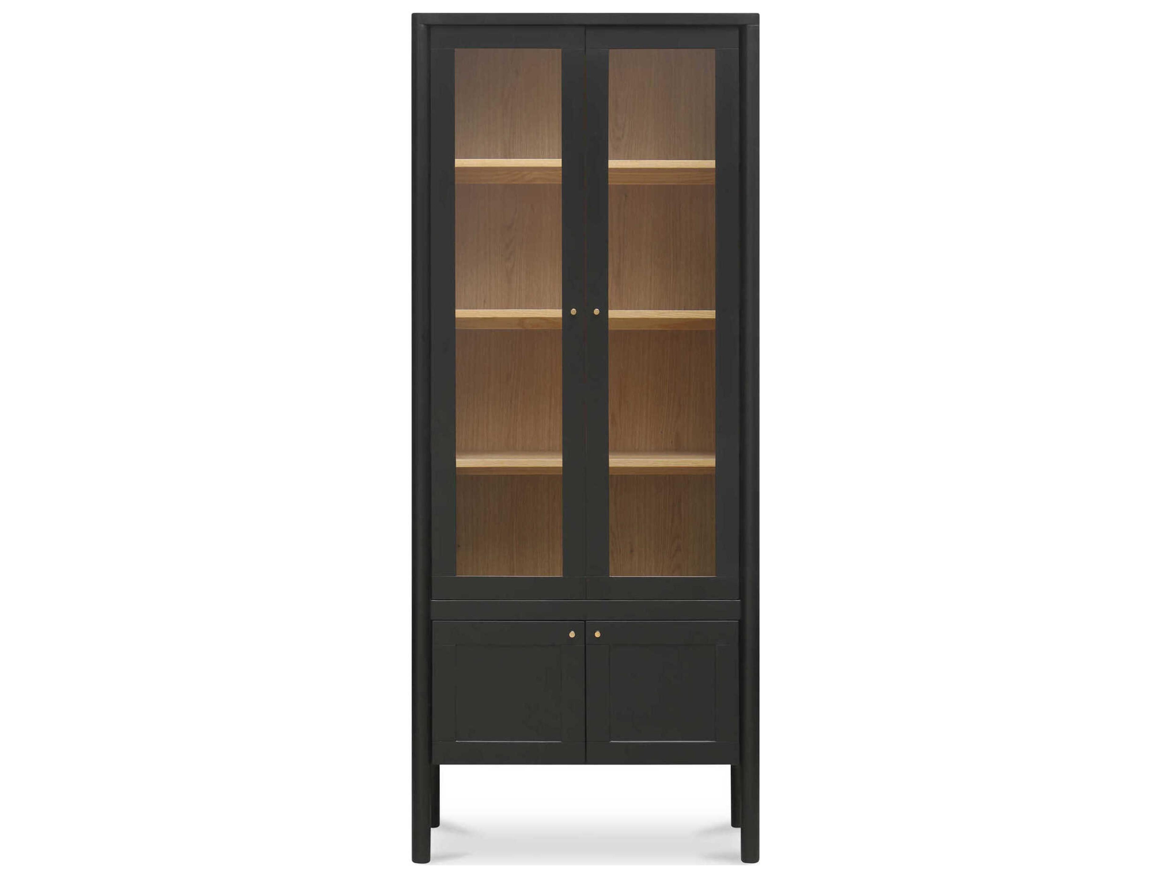 Moe's Home Hannah Oak Wood Black Display Cabinet