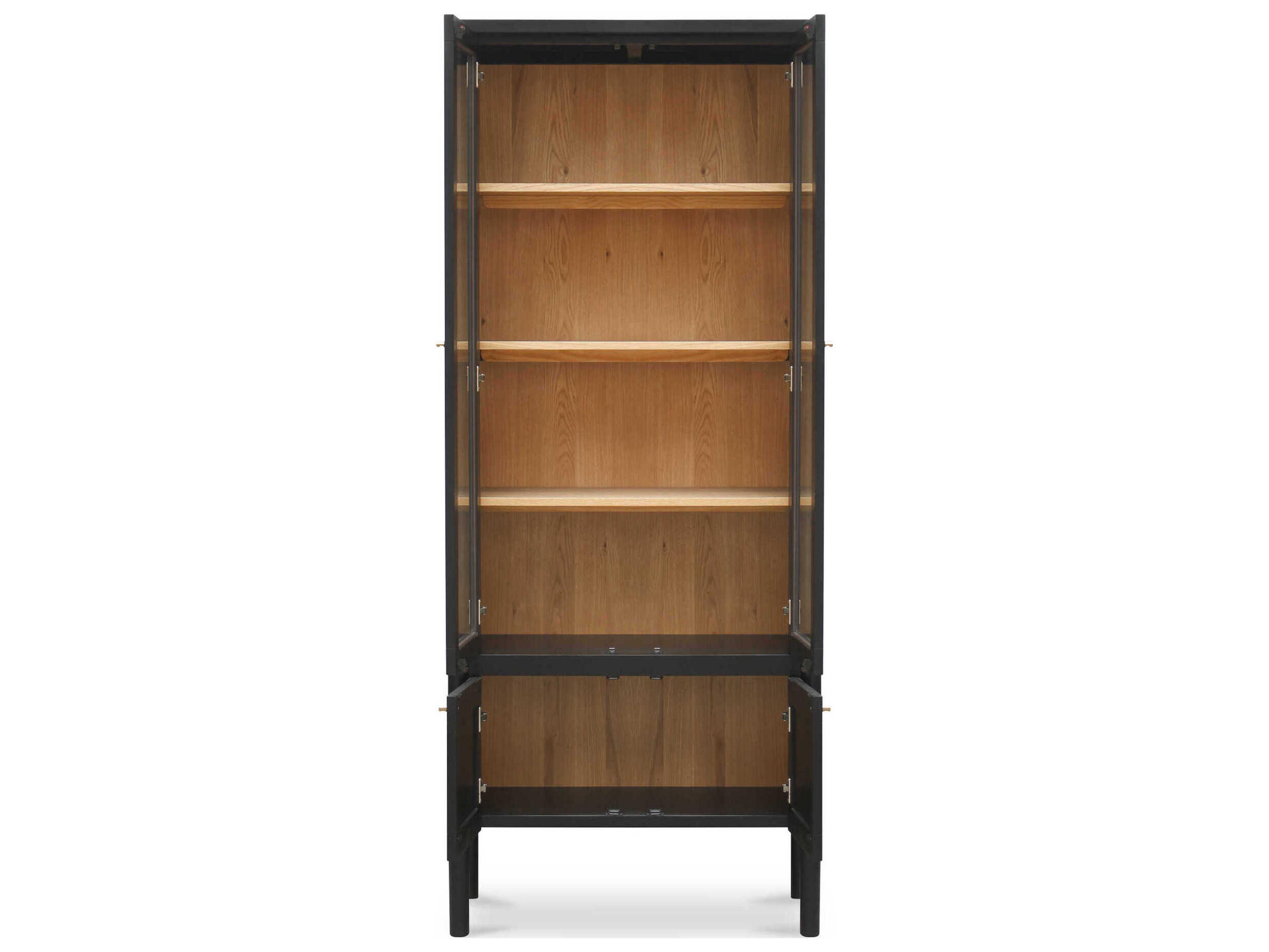 Moe's Home Hannah Oak Wood Black Display Cabinet
