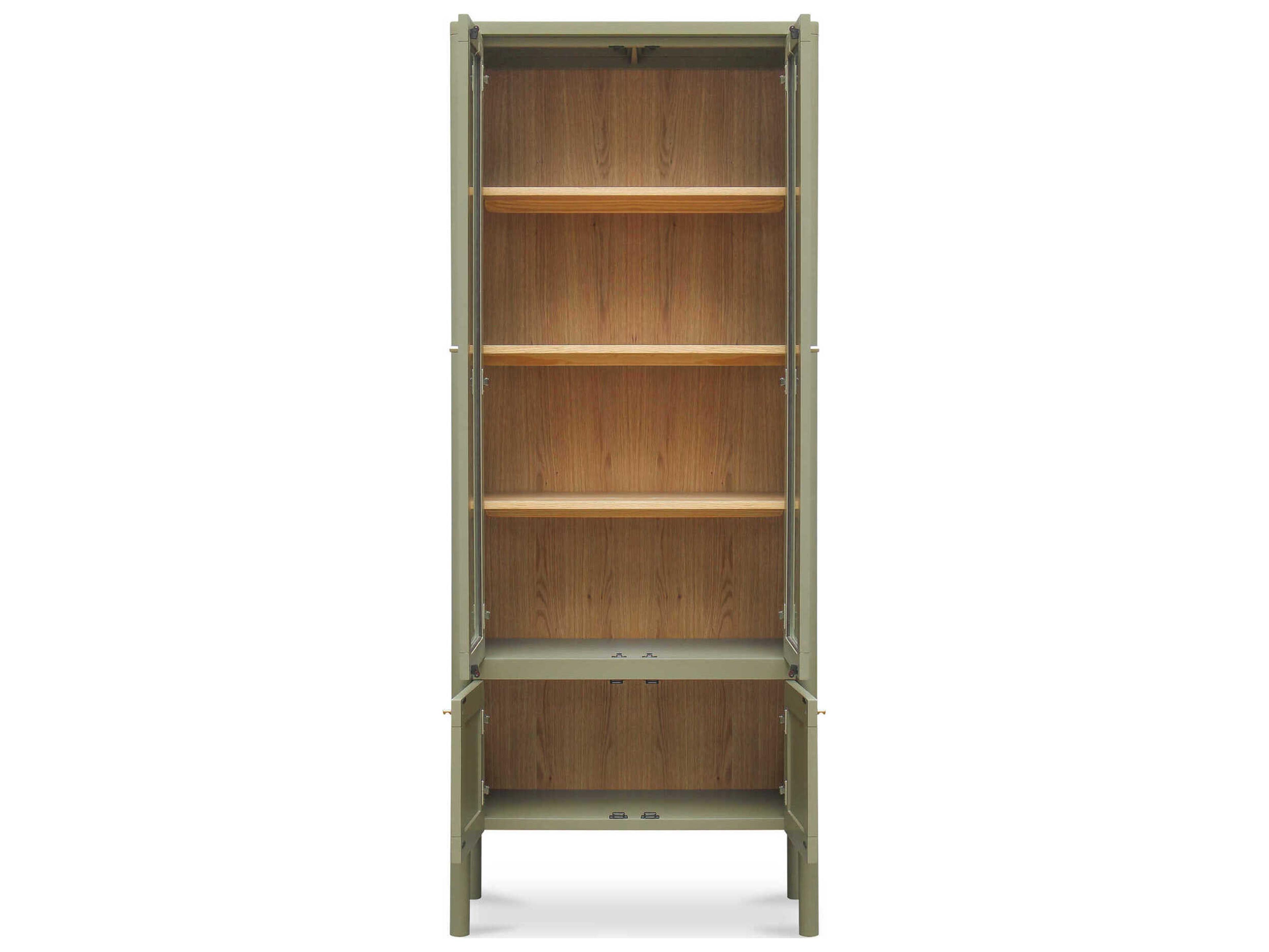 Moe's Home Hannah Oak Wood Green Display Cabinet