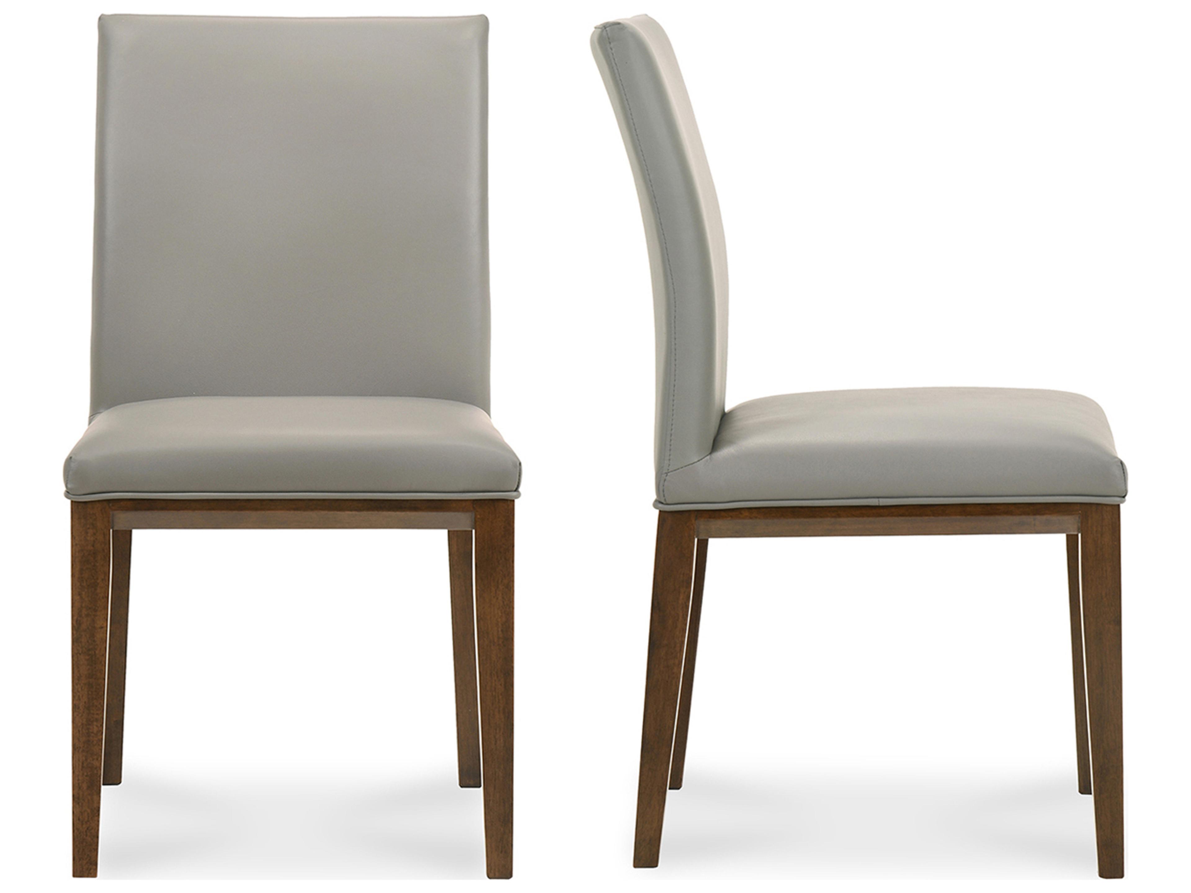 Moe's Home Rubberwood Gray Upholstered Side Dining Chair - Set of Two