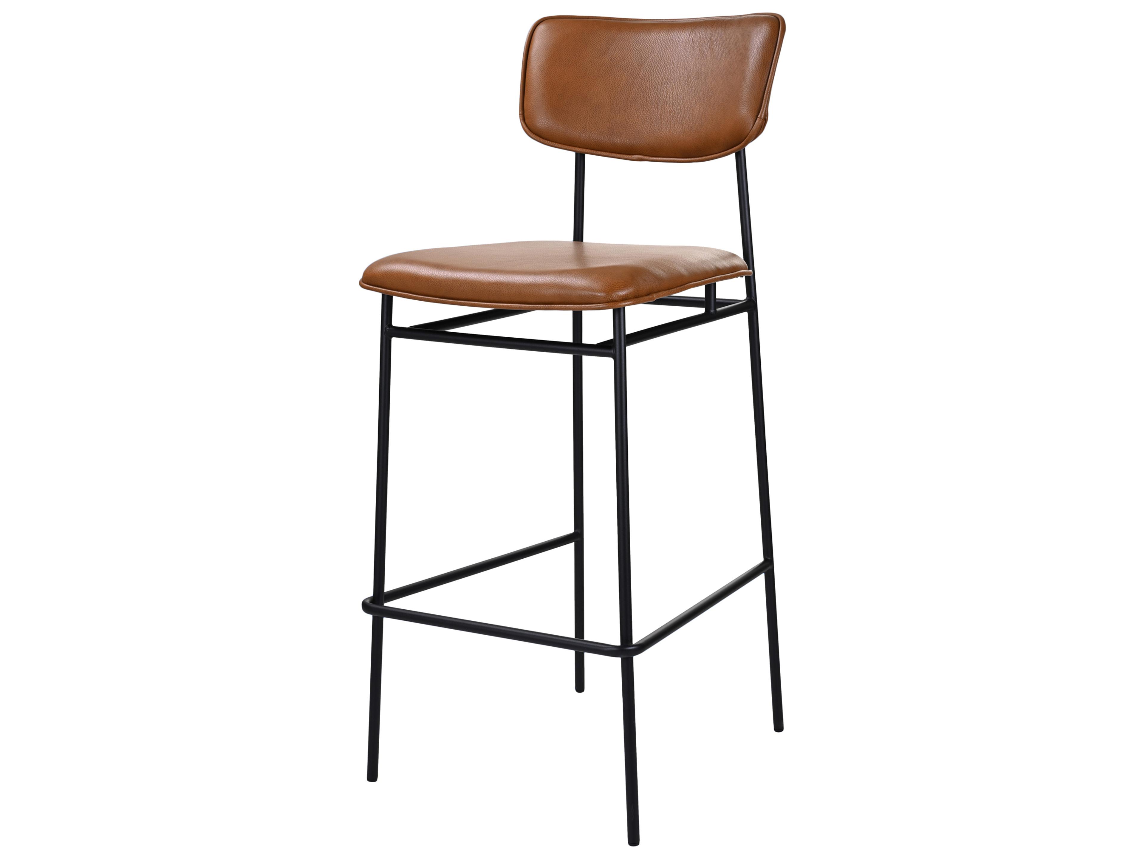 Moe's Home Sailor Leather Brown Bar Stool