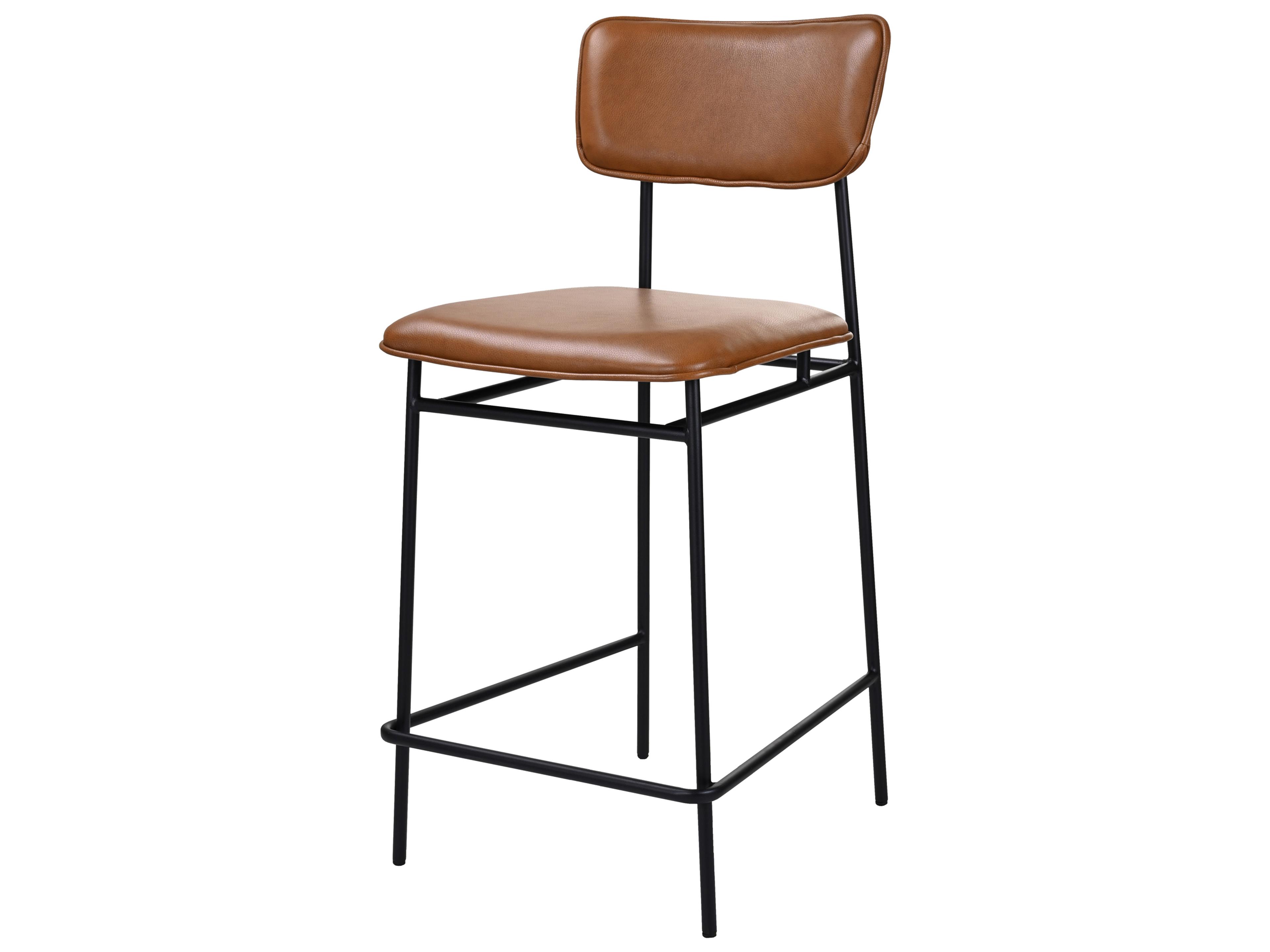 Moe's Home Sailor Leather Ply Wood Brown Counter Stool